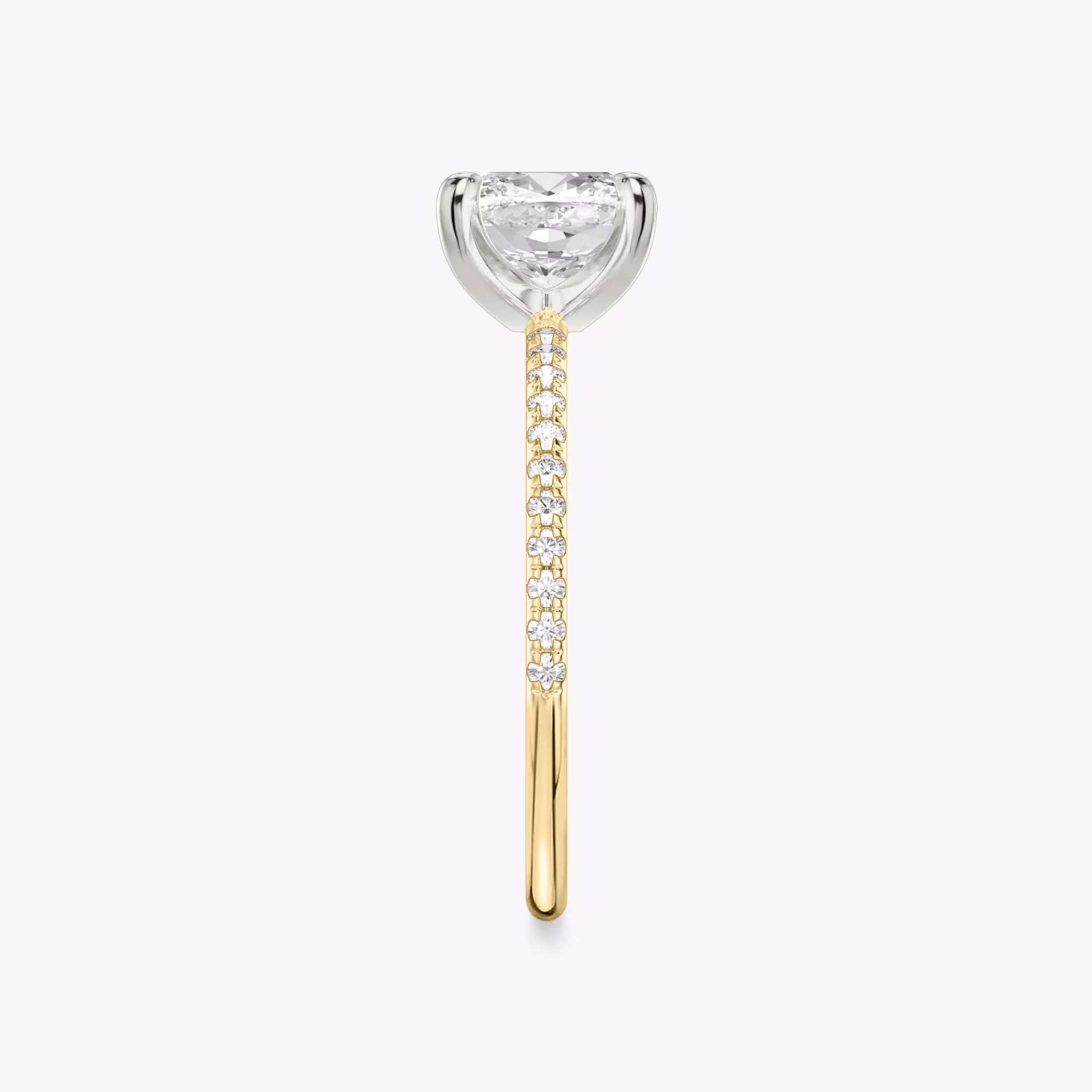 The Classic | Cushion | 18k | Yellow Gold and Platinum | bandAccent: Pavé | bandWidth: standard | diamondOrientation: vertical | caratWeight: other