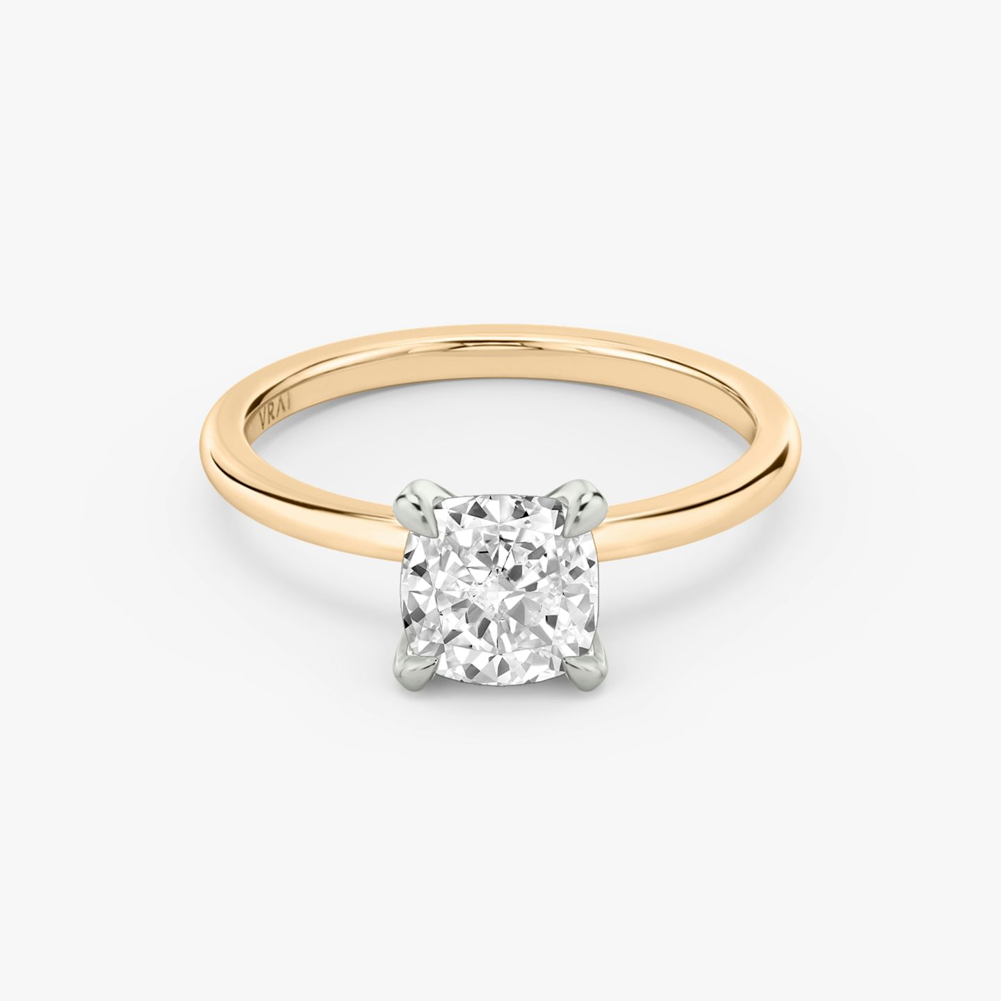 The Classic | Cushion | 14k | Rose Gold and Platinum | bandAccent: Plain | bandWidth: standard | diamondOrientation: vertical | caratWeight: other