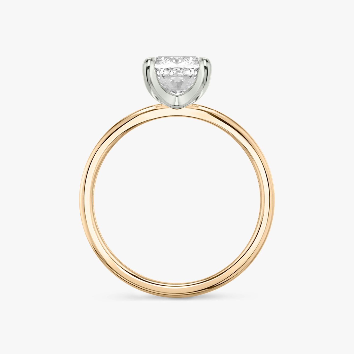 The Classic | Cushion | 14k | Rose Gold and Platinum | bandAccent: Plain | bandWidth: standard | diamondOrientation: vertical | caratWeight: other