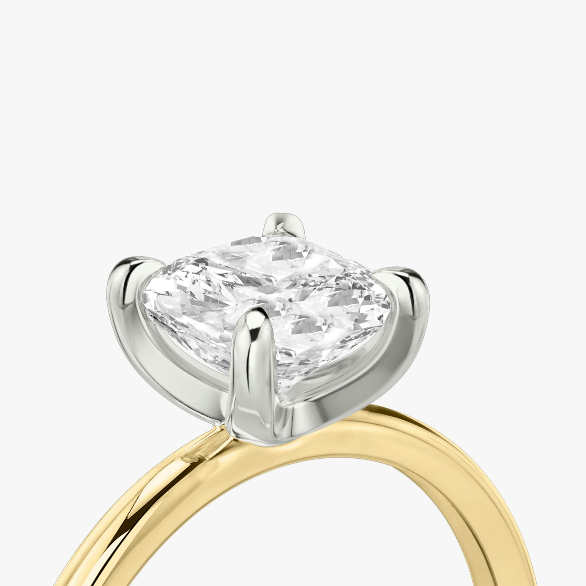 The Classic | Cushion | 18k | Yellow Gold and Platinum | bandAccent: Plain | bandWidth: standard | diamondOrientation: vertical | caratWeight: other