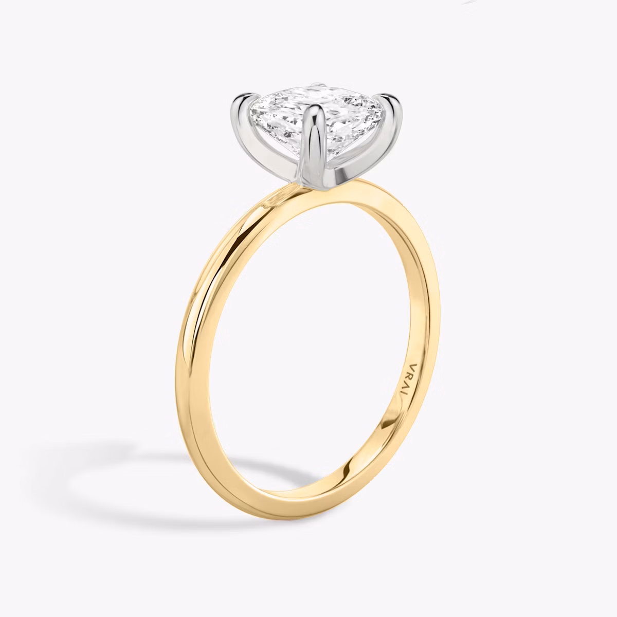 The Classic | Cushion | 18k | Yellow Gold and Platinum | bandAccent: Plain | bandWidth: standard | diamondOrientation: vertical | caratWeight: other