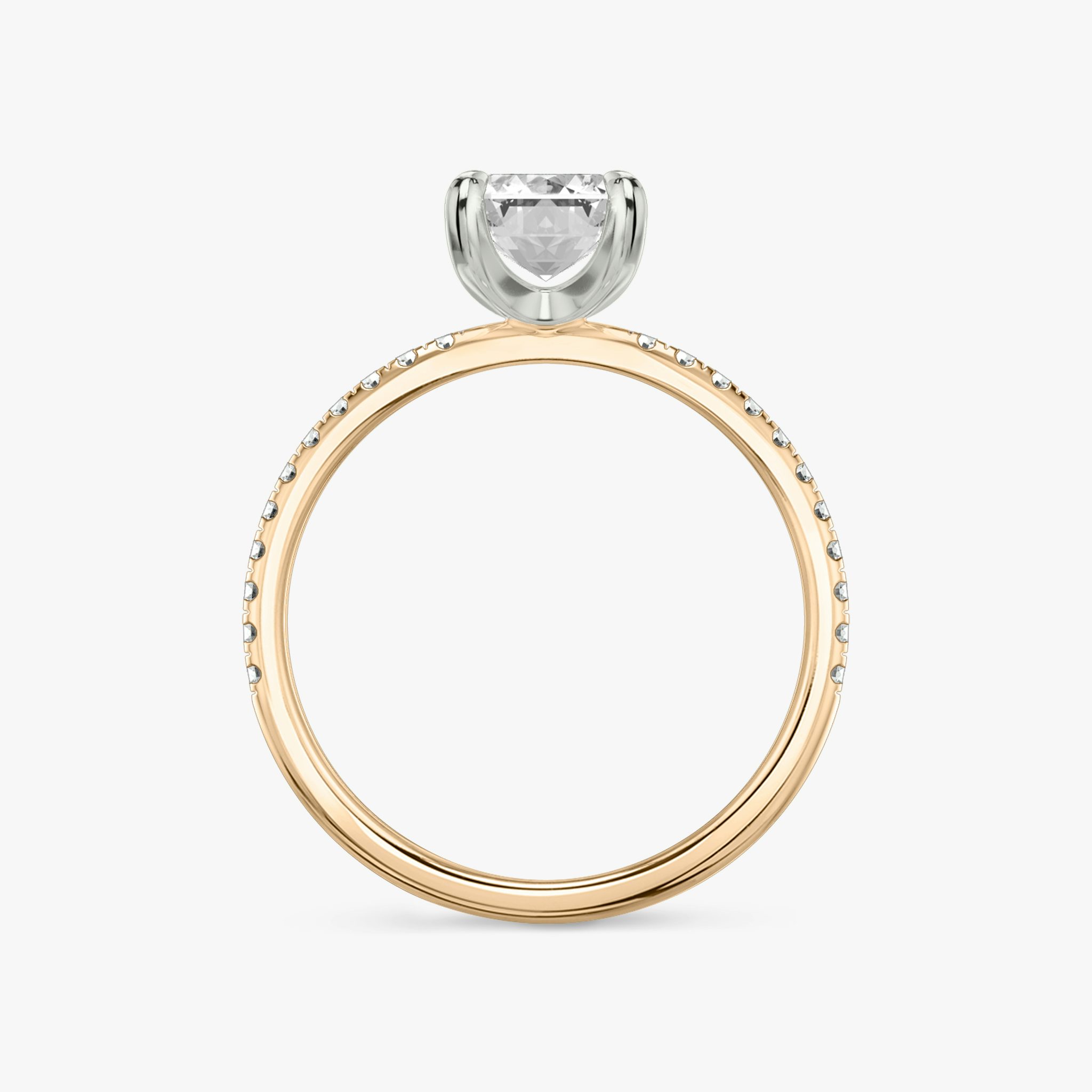 The Classic | Emerald | 14k | Rose Gold and Platinum | bandAccent: Pavé | bandWidth: standard | diamondOrientation: vertical | caratWeight: other