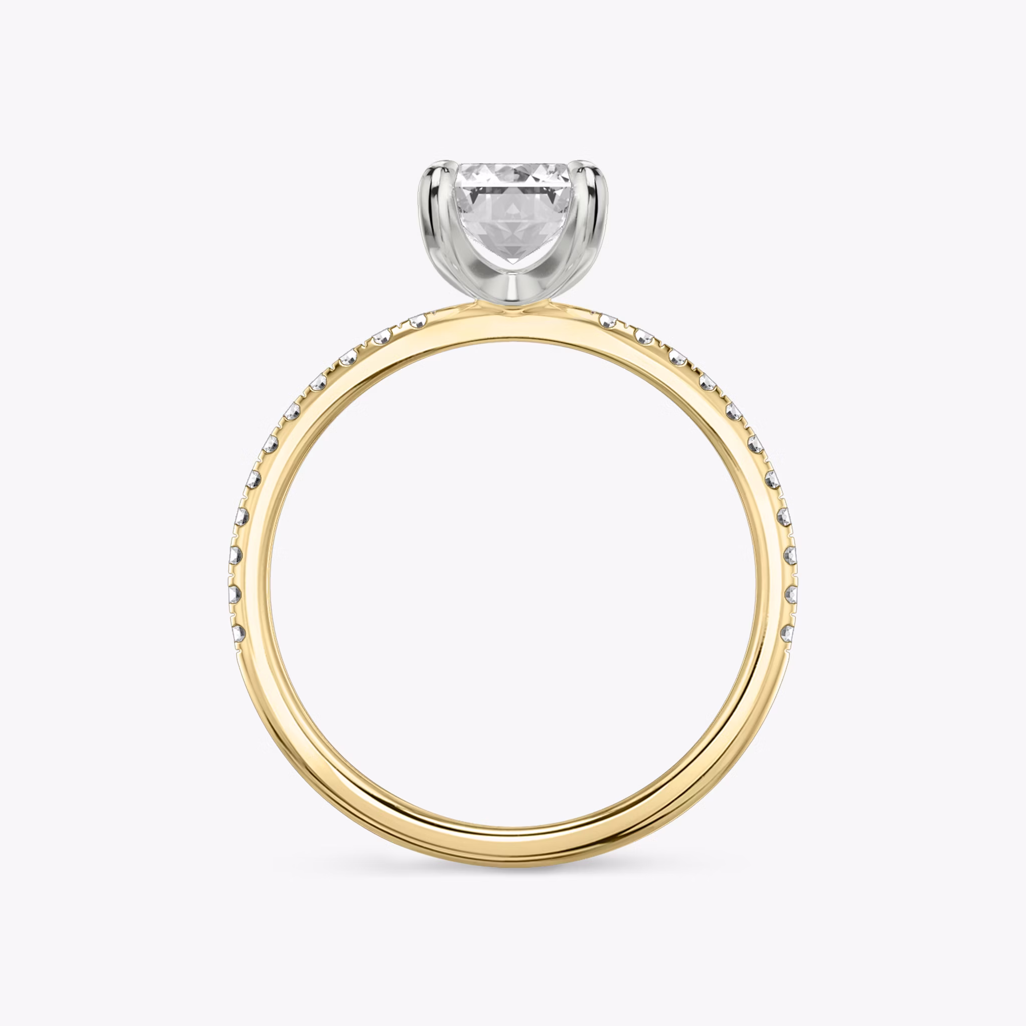 The Classic | Emerald | 18k | Yellow Gold and Platinum | bandAccent: Pavé | bandWidth: standard | diamondOrientation: vertical | caratWeight: other