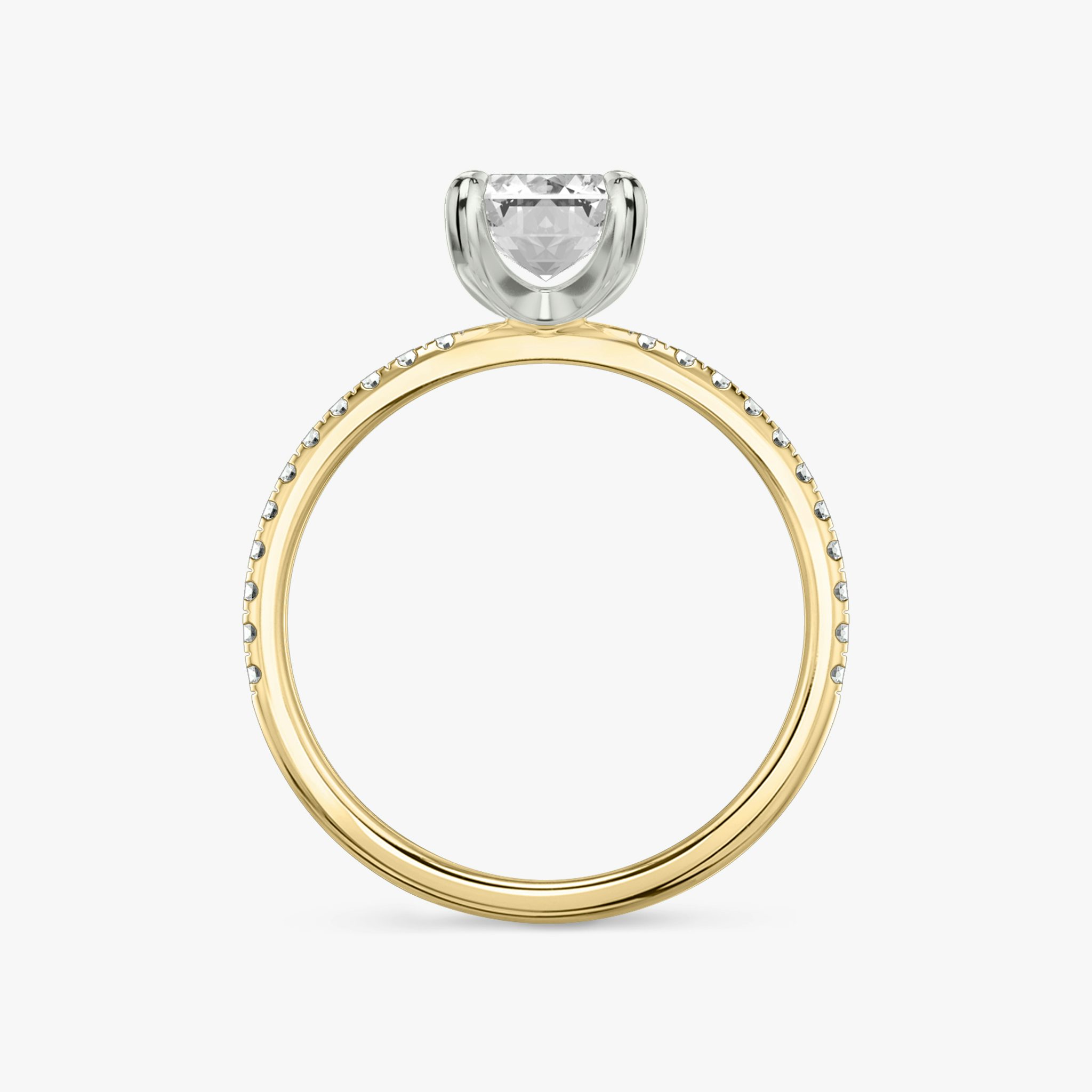 The Classic | Emerald | 18k | Yellow Gold and Platinum | bandAccent: Pavé | bandWidth: standard | diamondOrientation: vertical | caratWeight: other