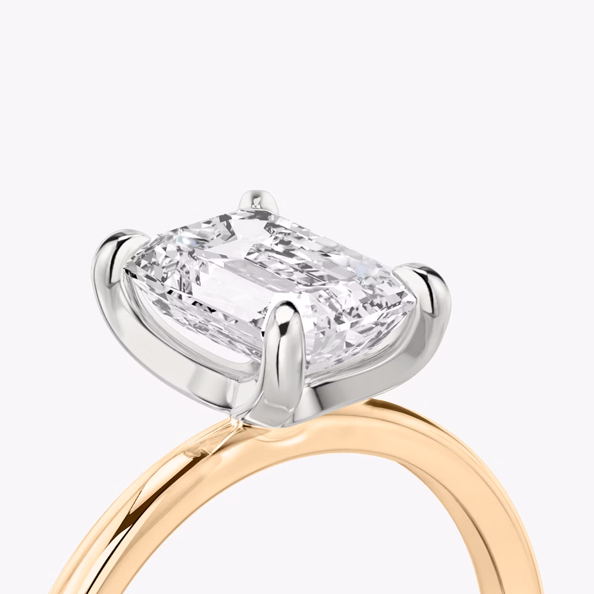 The Classic | Emerald | 14k | Rose Gold and Platinum | bandAccent: Plain | bandWidth: standard | diamondOrientation: vertical | caratWeight: other