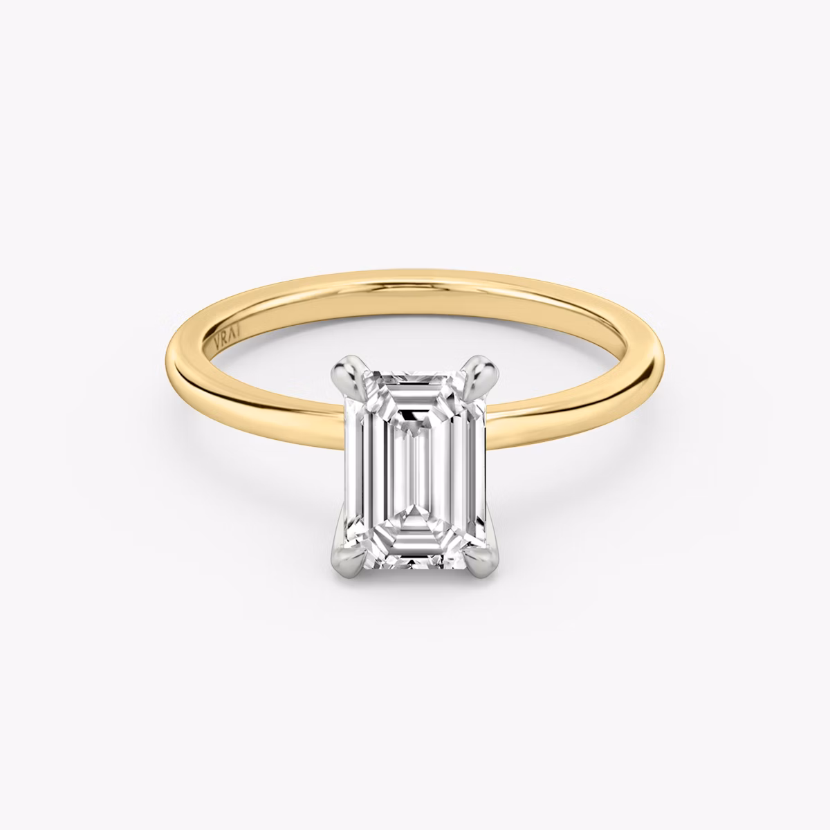 The Classic | Emerald | 18k | Yellow Gold and Platinum | bandAccent: Plain | bandWidth: standard | diamondOrientation: vertical | caratWeight: other