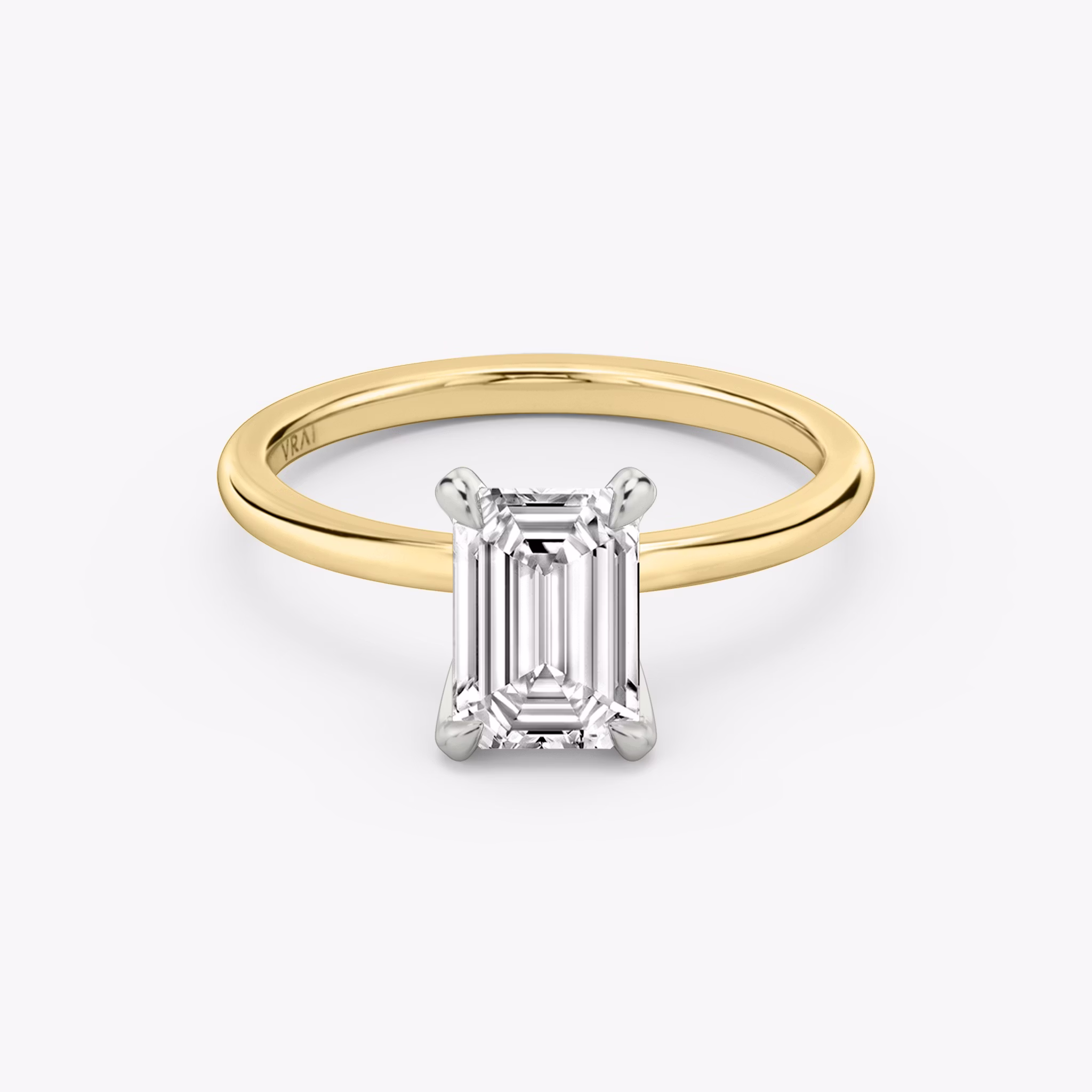 The Classic | Emerald | 18k | Yellow Gold and Platinum | bandAccent: Plain | bandWidth: standard | diamondOrientation: vertical | caratWeight: other