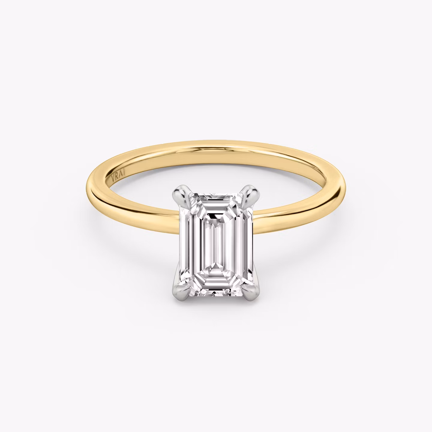 The Classic | Emerald | 18k | Yellow Gold and Platinum | bandAccent: Plain | bandWidth: standard | diamondOrientation: vertical | caratWeight: other