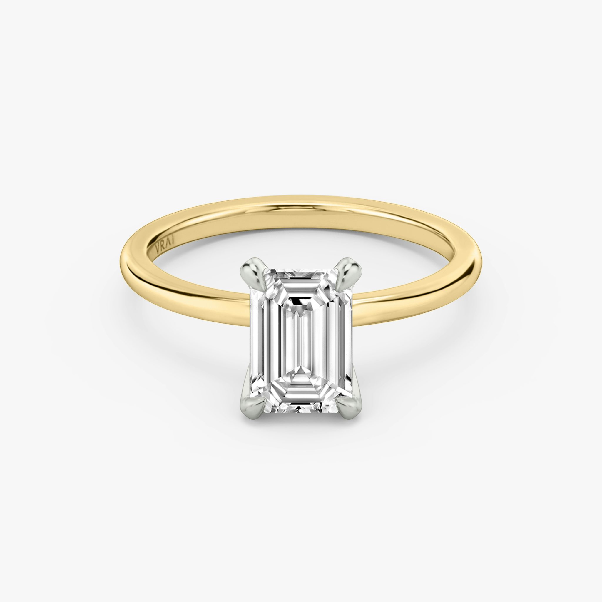 The Classic | Emerald | 18k | Yellow Gold and Platinum | bandAccent: Plain | bandWidth: standard | diamondOrientation: vertical | caratWeight: other