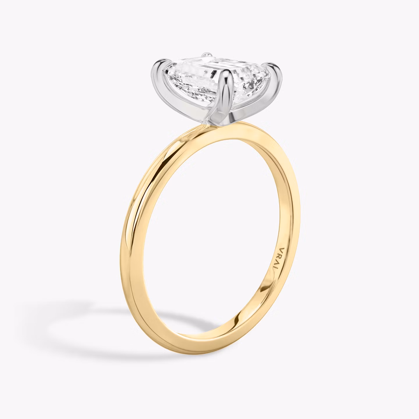 The Classic | Emerald | 18k | Yellow Gold and Platinum | bandAccent: Plain | bandWidth: standard | diamondOrientation: vertical | caratWeight: other