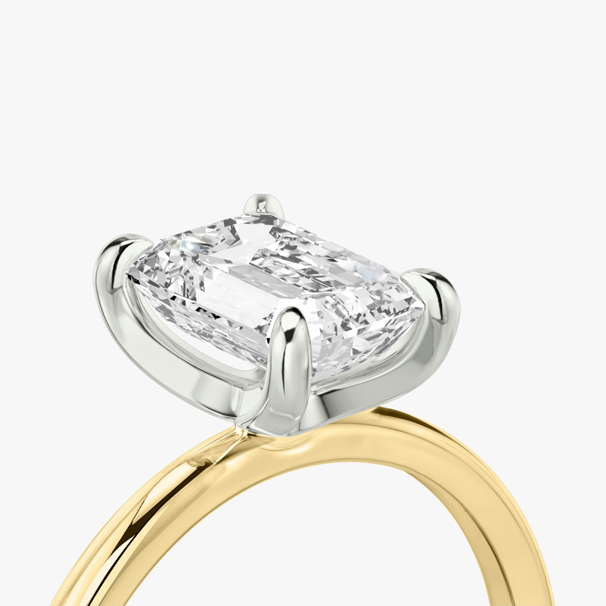 The Classic | Emerald | 18k | Yellow Gold and Platinum | bandAccent: Plain | bandWidth: standard | diamondOrientation: vertical | caratWeight: other