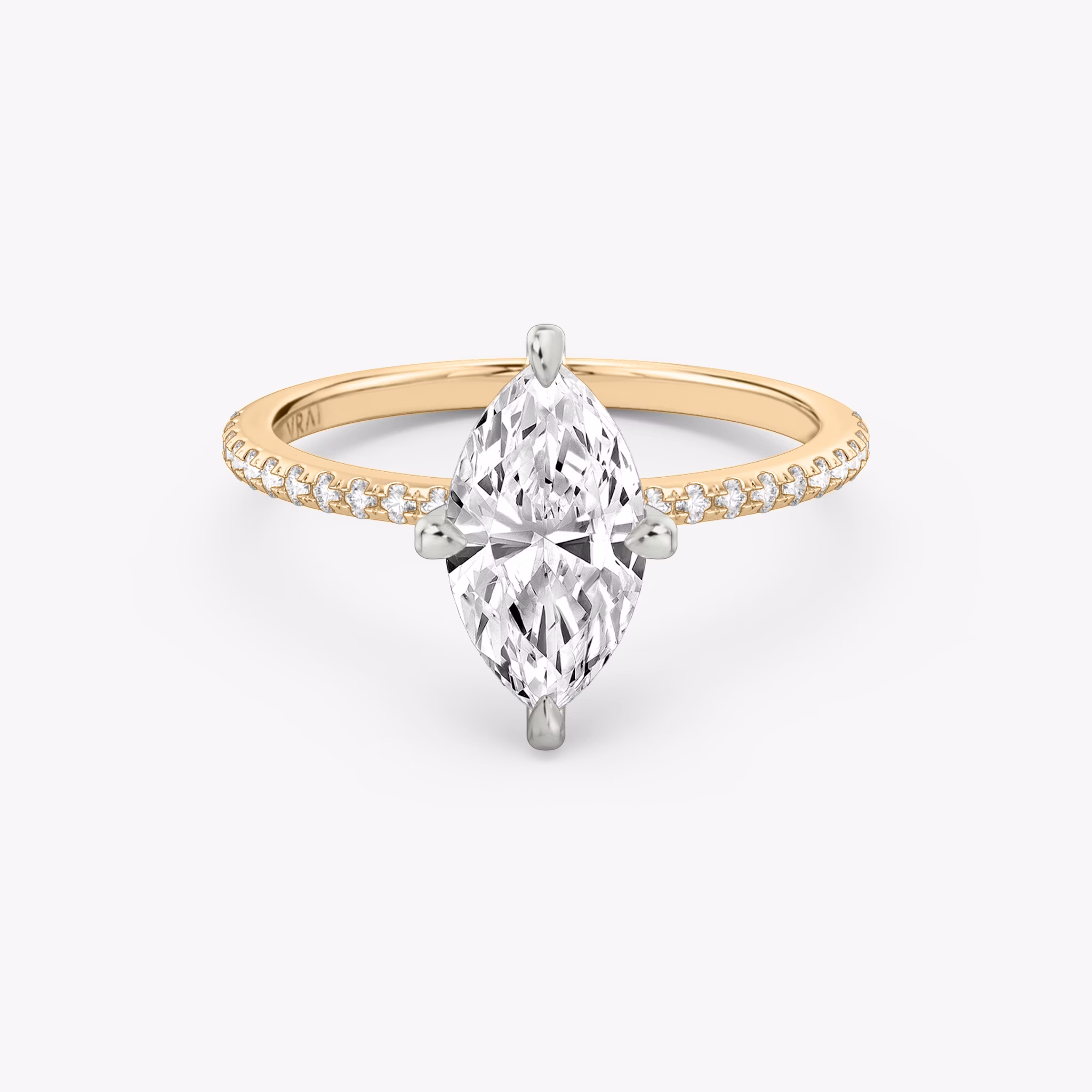 The Classic | Marquise | 14k | Rose Gold and Platinum | bandAccent: Pavé | bandWidth: standard | diamondOrientation: vertical | caratWeight: other