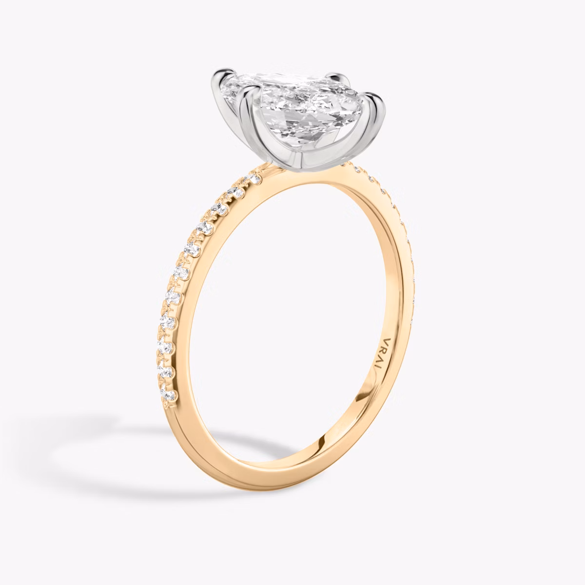 The Classic | Marquise | 14k | Rose Gold and Platinum | bandAccent: Pavé | bandWidth: standard | diamondOrientation: vertical | caratWeight: other