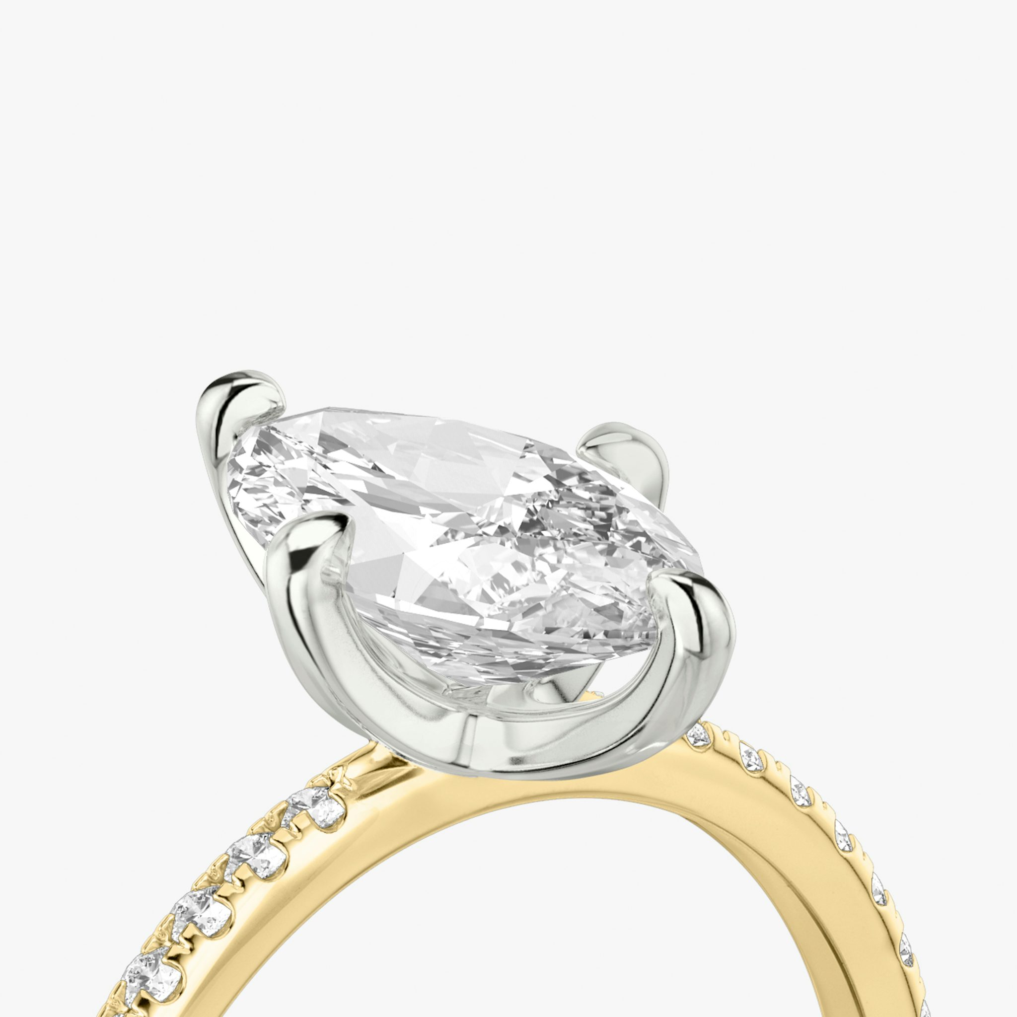 The Classic | Marquise | 18k | Yellow Gold and Platinum | bandAccent: Pavé | bandWidth: standard | diamondOrientation: vertical | caratWeight: other