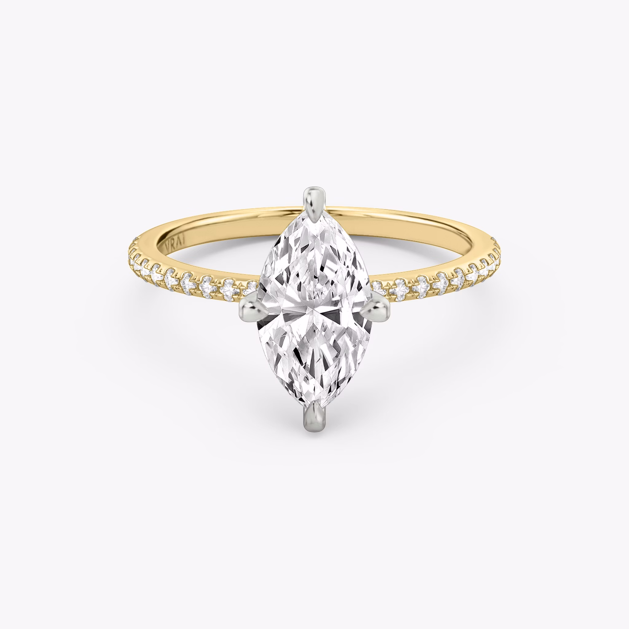 The Classic | Marquise | 18k | Yellow Gold and Platinum | bandAccent: Pavé | bandWidth: standard | diamondOrientation: vertical | caratWeight: other