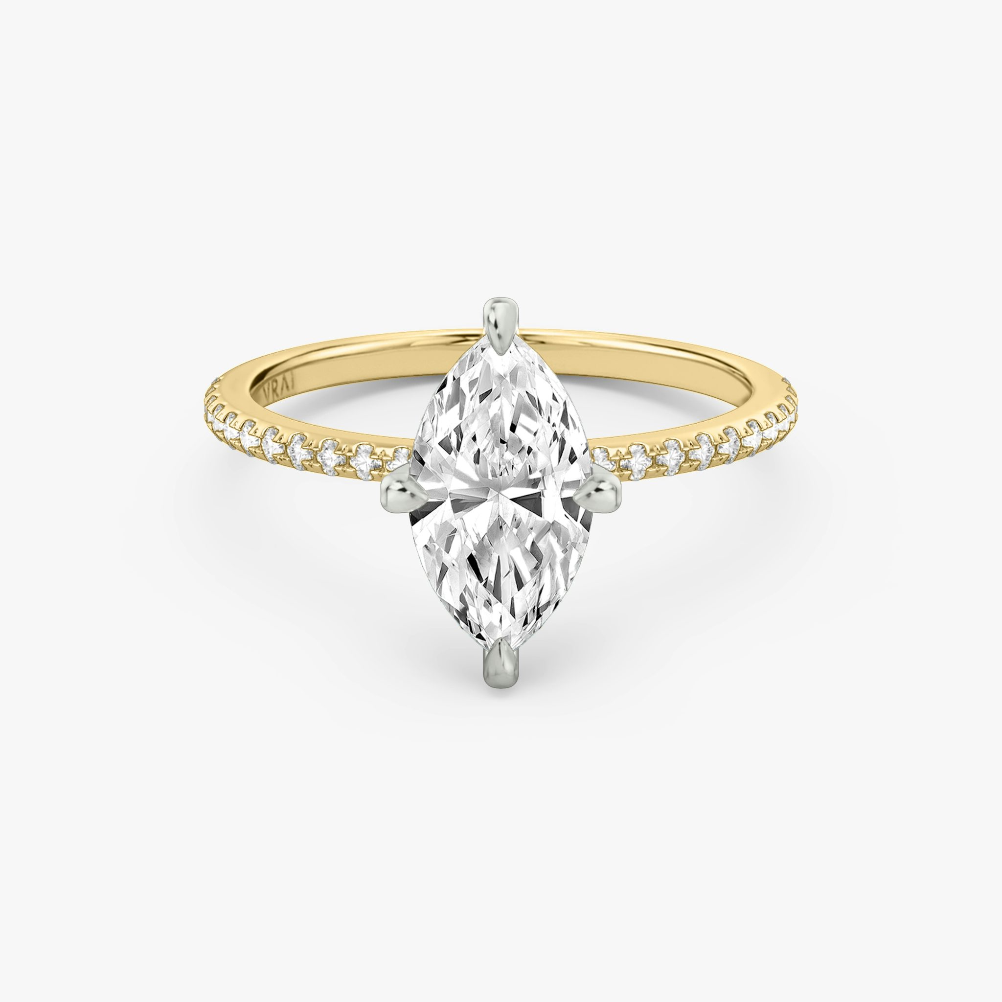 The Classic | Marquise | 18k | Yellow Gold and Platinum | bandAccent: Pavé | bandWidth: standard | diamondOrientation: vertical | caratWeight: other