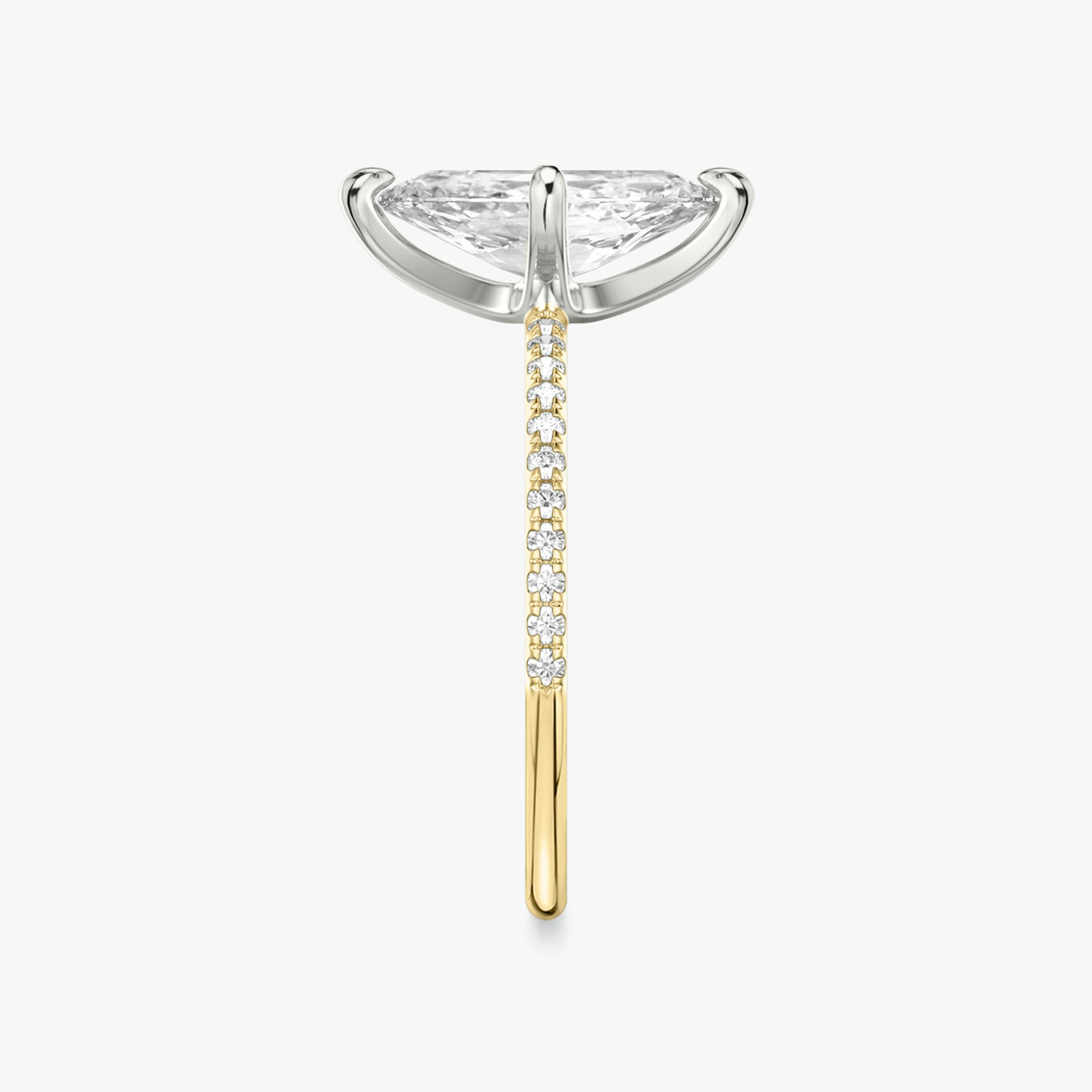 The Classic | Marquise | 18k | Yellow Gold and Platinum | bandAccent: Pavé | bandWidth: standard | diamondOrientation: vertical | caratWeight: other