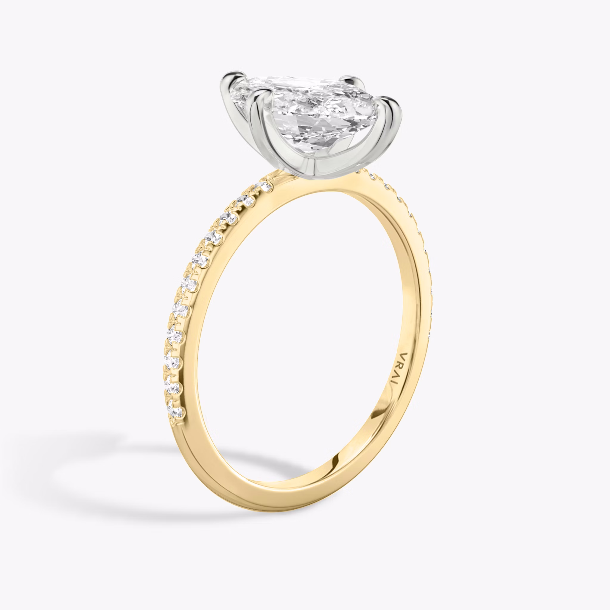 The Classic | Marquise | 18k | Yellow Gold and Platinum | bandAccent: Pavé | bandWidth: standard | diamondOrientation: vertical | caratWeight: other