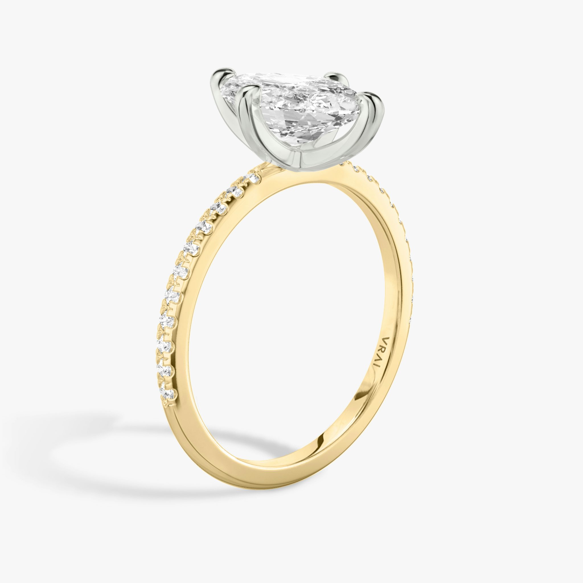 The Classic | Marquise | 18k | Yellow Gold and Platinum | bandAccent: Pavé | bandWidth: standard | diamondOrientation: vertical | caratWeight: other