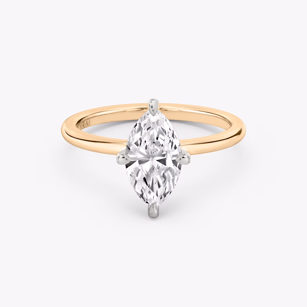 The Classic | Marquise | 14k | Rose Gold and Platinum | bandAccent: Plain | bandWidth: standard | diamondOrientation: vertical | caratWeight: other