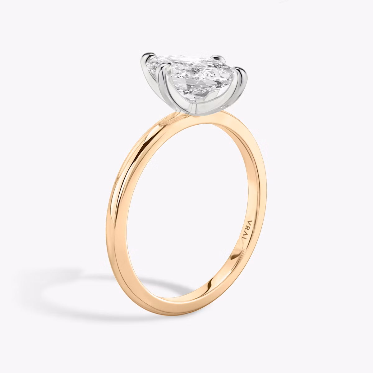 The Classic | Marquise | 14k | Rose Gold and Platinum | bandAccent: Plain | bandWidth: standard | diamondOrientation: vertical | caratWeight: other