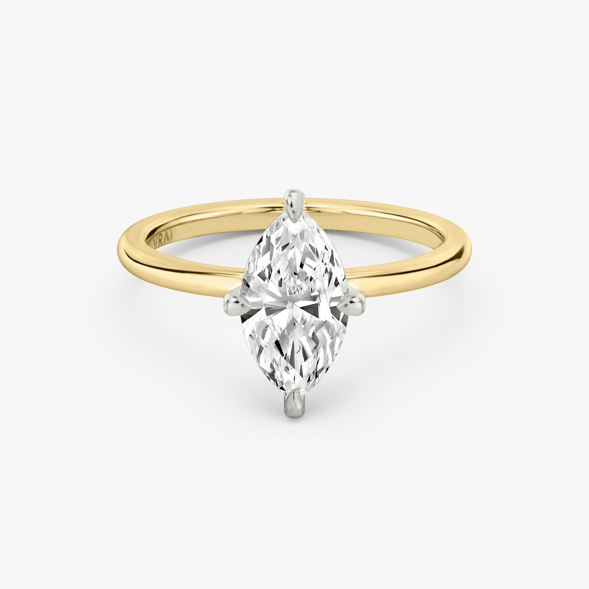 The Classic | Marquise | 18k | Yellow Gold and Platinum | bandAccent: Plain | bandWidth: standard | diamondOrientation: vertical | caratWeight: other