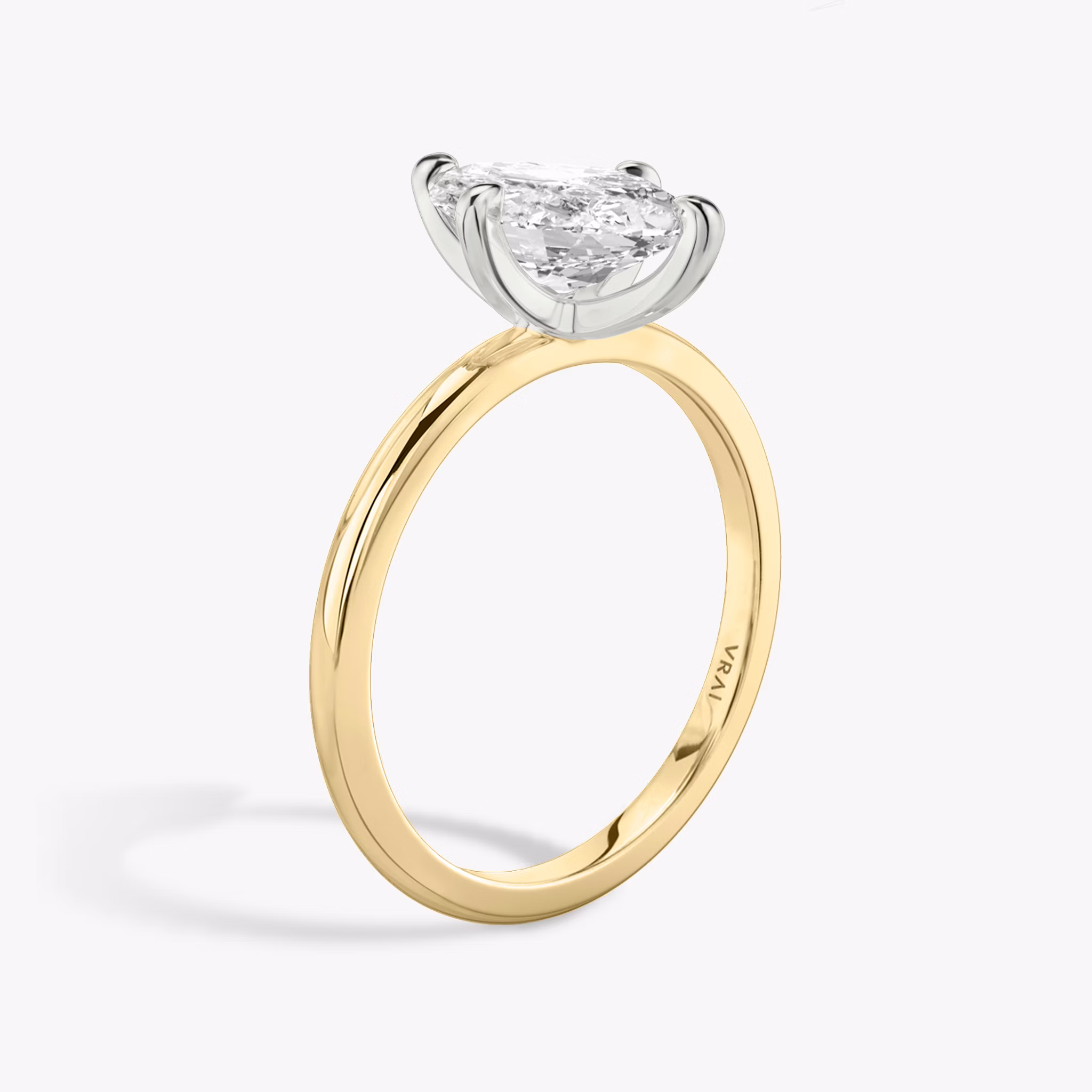 The Classic | Marquise | 18k | Yellow Gold and Platinum | bandAccent: Plain | bandWidth: standard | diamondOrientation: vertical | caratWeight: other