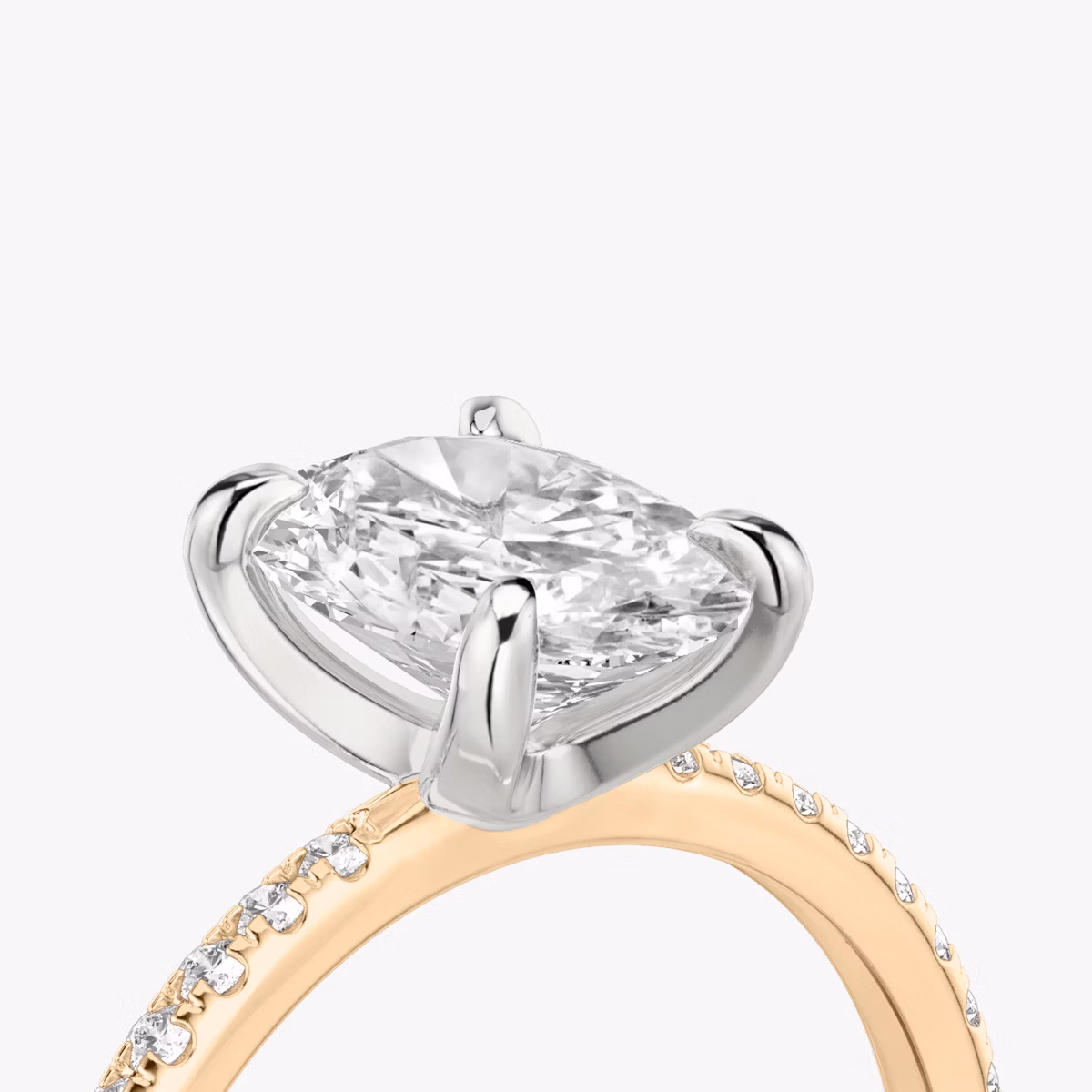 The Classic | Oval | 14k | Rose Gold and Platinum | bandAccent: Pavé | bandWidth: standard | diamondOrientation: vertical | caratWeight: other