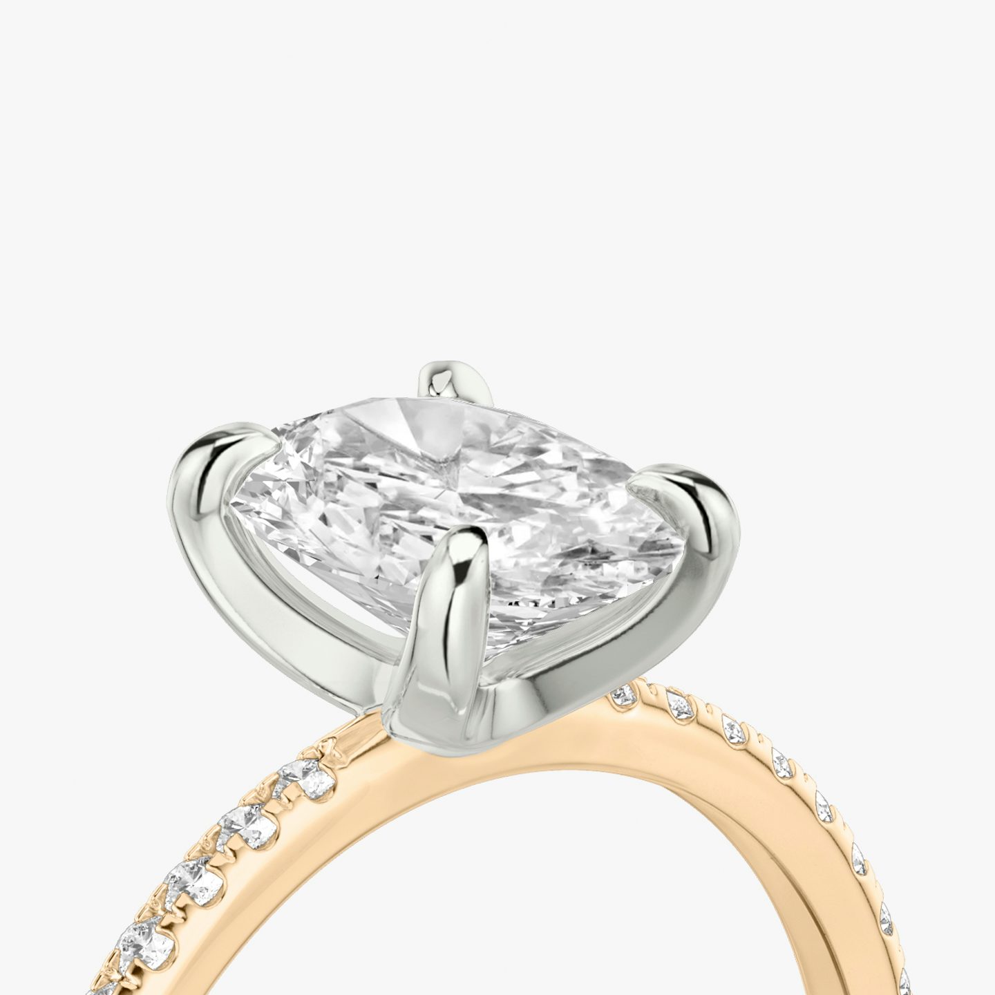 The Classic | Oval | 14k | Rose Gold and Platinum | bandAccent: Pavé | bandWidth: standard | diamondOrientation: vertical | caratWeight: other