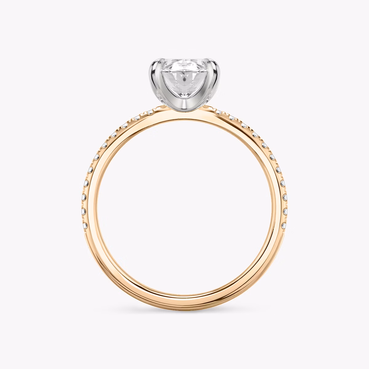 The Classic | Oval | 14k | Rose Gold and Platinum | bandAccent: Pavé | bandWidth: standard | diamondOrientation: vertical | caratWeight: other