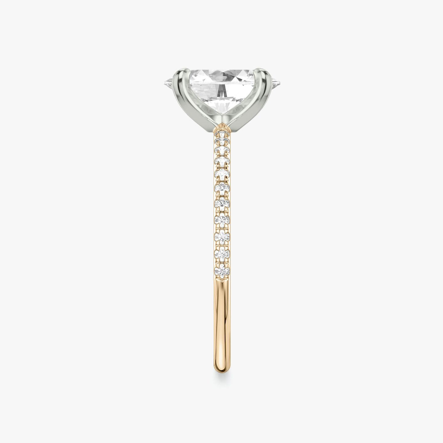 The Classic | Oval | 14k | Rose Gold and Platinum | bandAccent: Pavé | bandWidth: standard | diamondOrientation: vertical | caratWeight: other