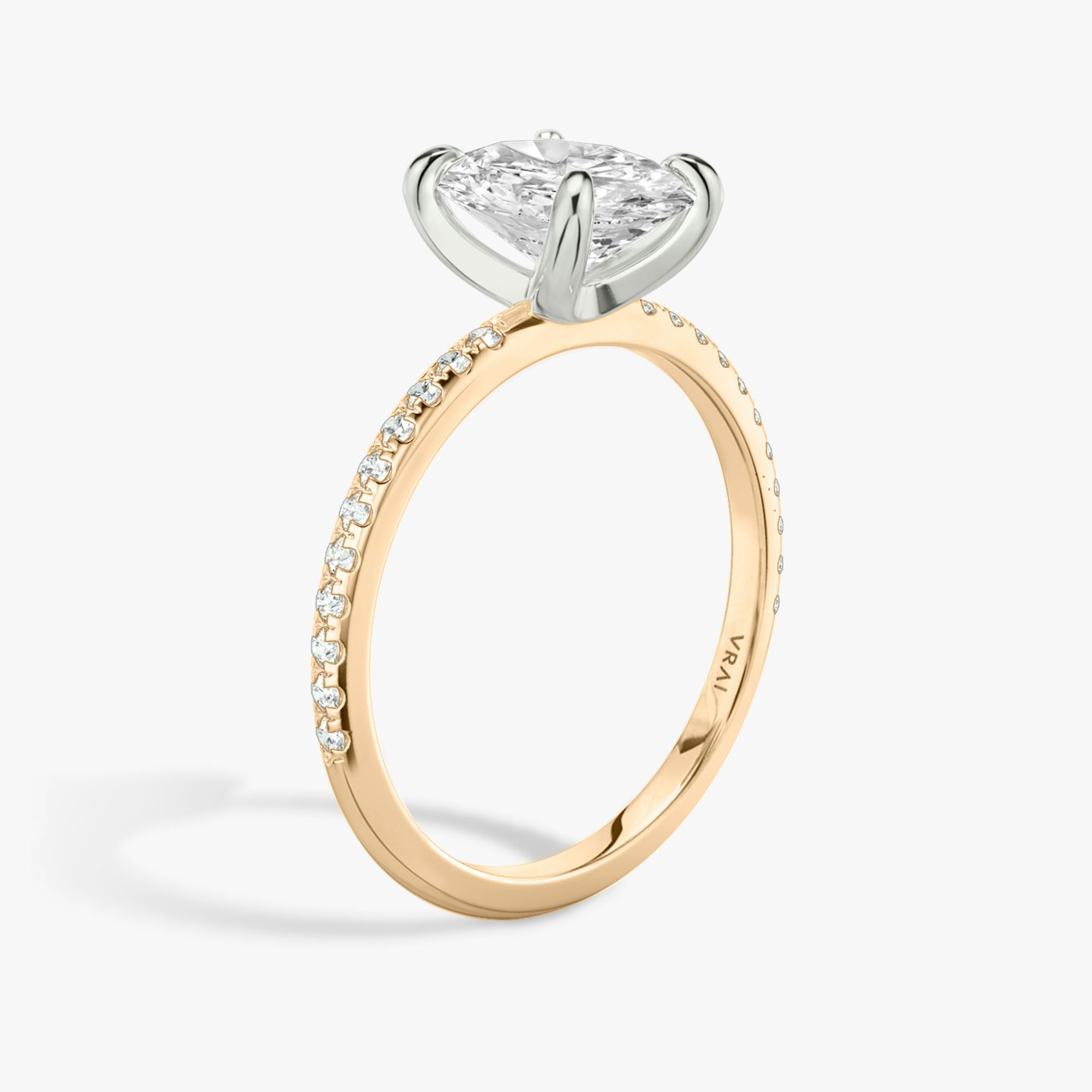 The Classic | Oval | 14k | Rose Gold and Platinum | bandAccent: Pavé | bandWidth: standard | diamondOrientation: vertical | caratWeight: other