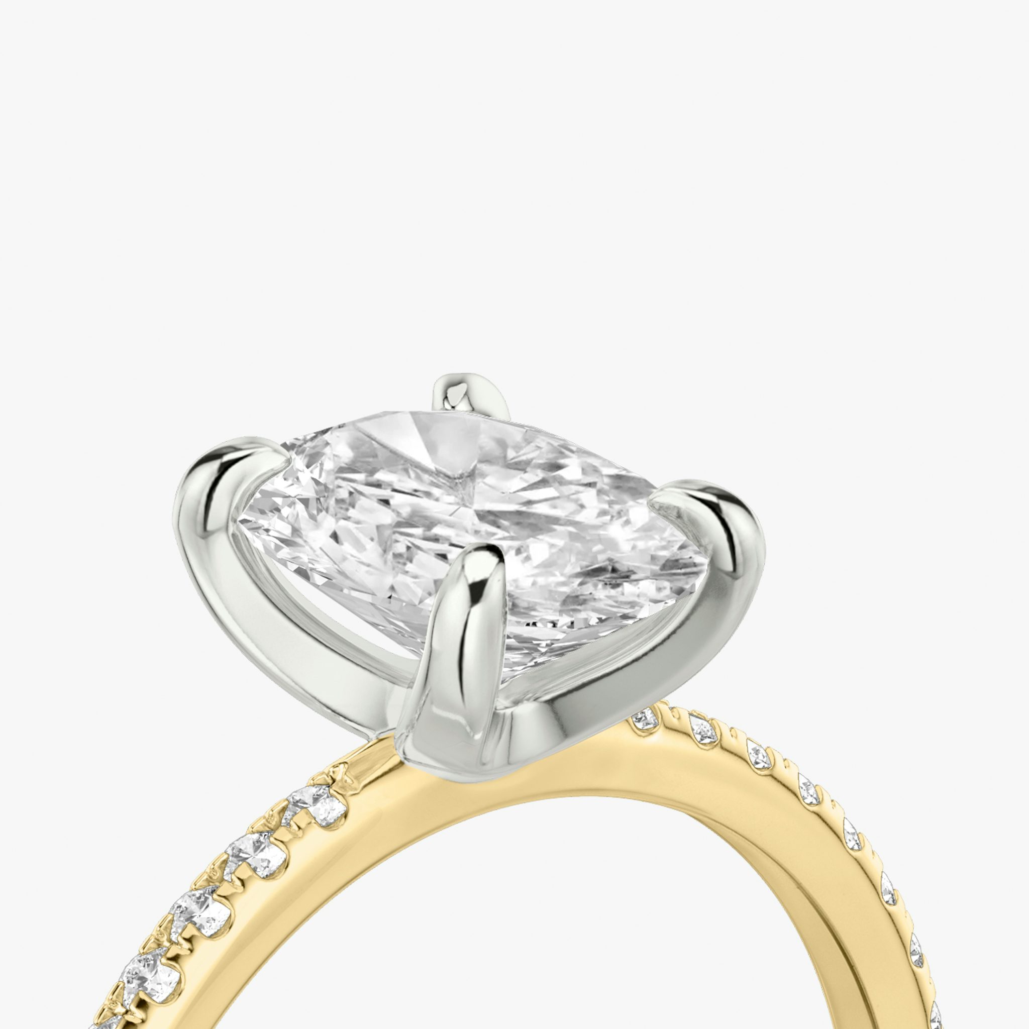 The Classic | Oval | 18k | Yellow Gold and Platinum | bandAccent: Pavé | bandWidth: standard | diamondOrientation: vertical | caratWeight: other
