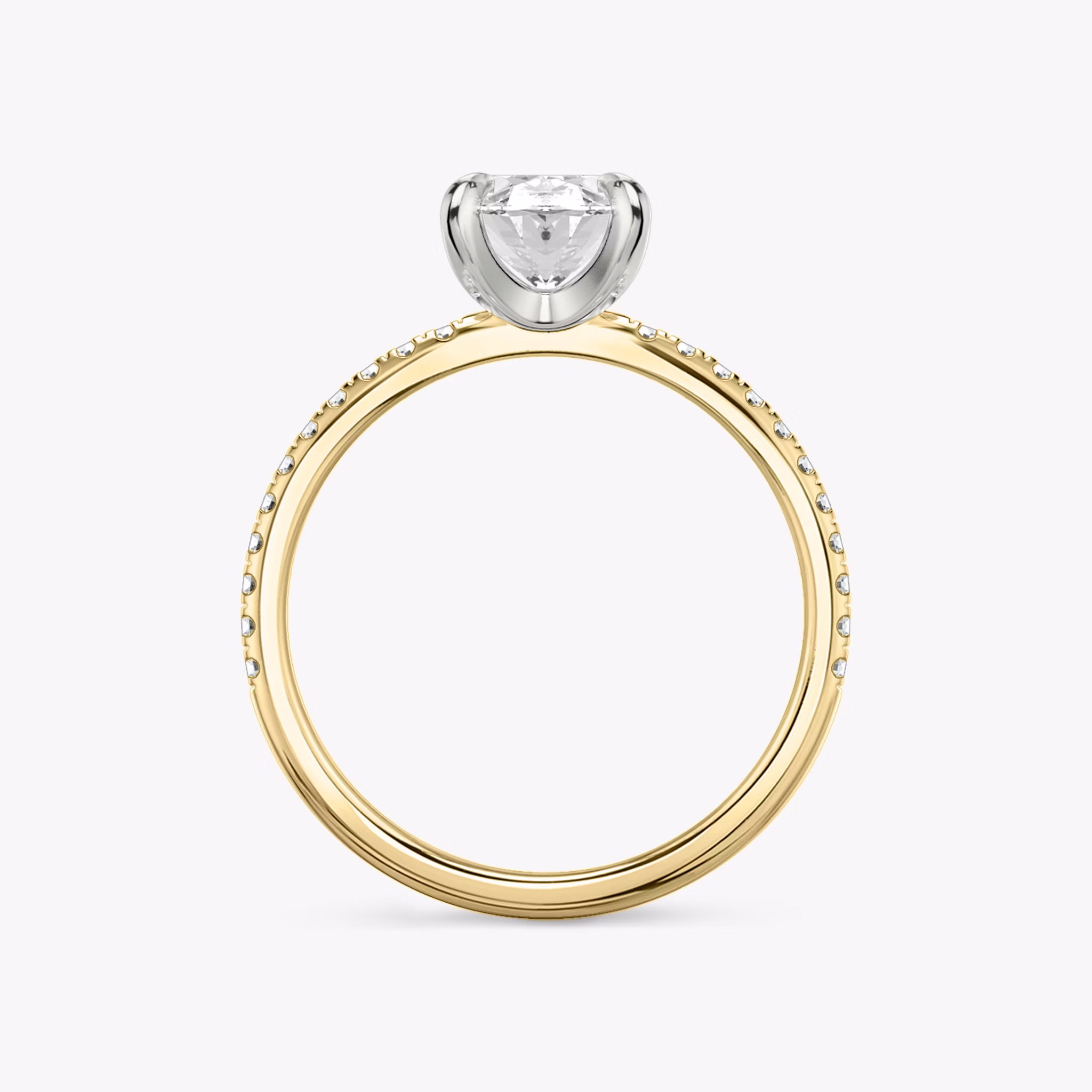The Classic | Oval | 18k | Yellow Gold and Platinum | bandAccent: Pavé | bandWidth: standard | diamondOrientation: vertical | caratWeight: other