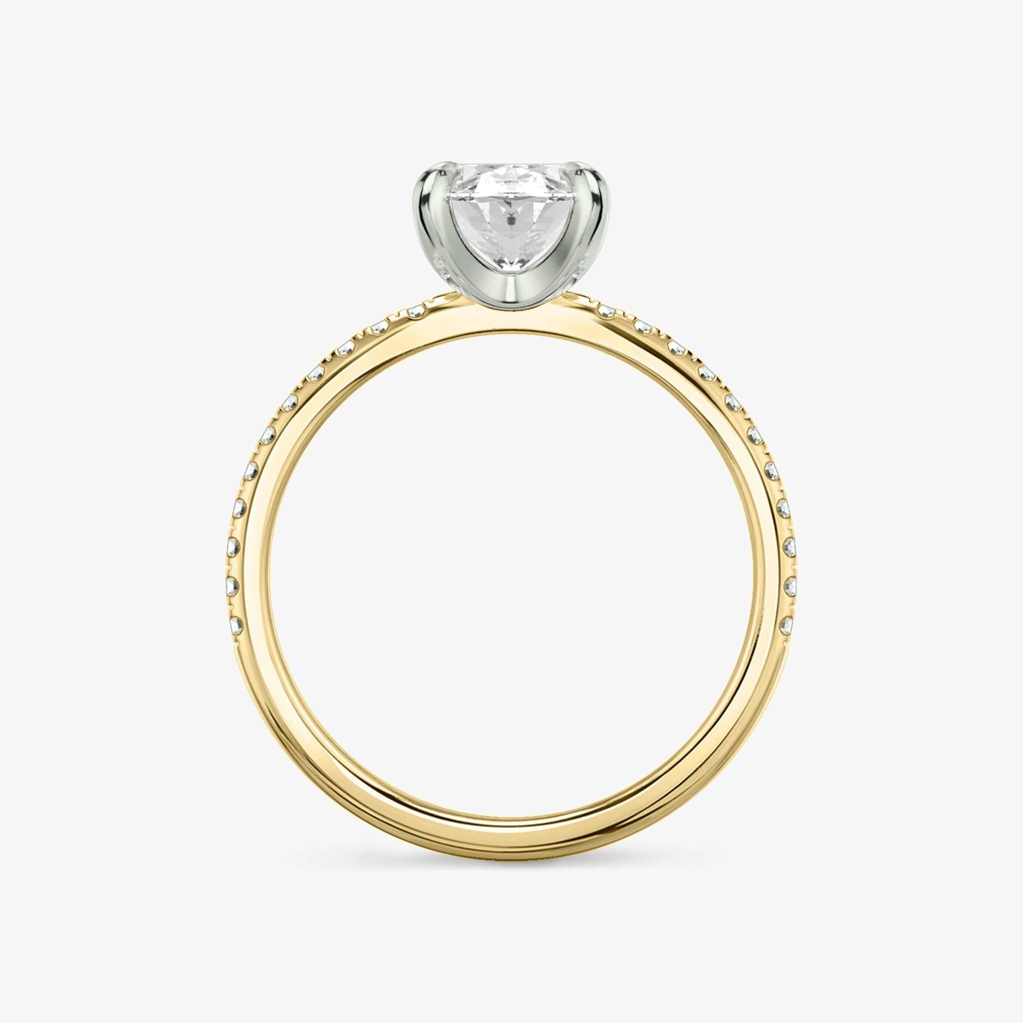 The Classic | Oval | 18k | Yellow Gold and Platinum | bandAccent: Pavé | bandWidth: standard | diamondOrientation: vertical | caratWeight: other