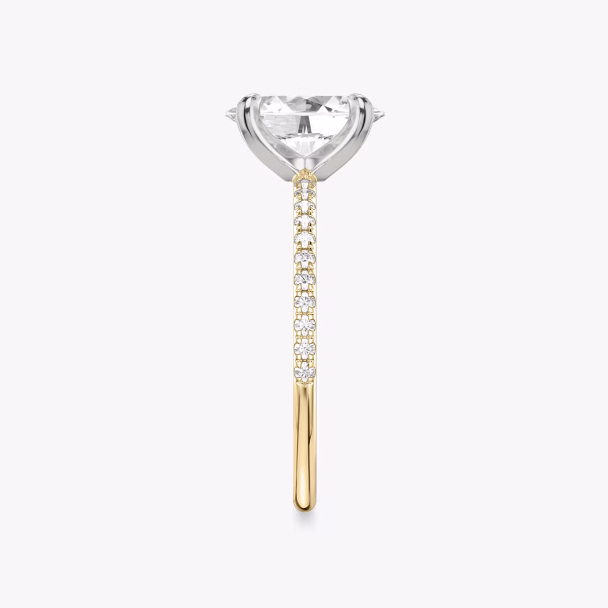 The Classic | Oval | 18k | Yellow Gold and Platinum | bandAccent: Pavé | bandWidth: standard | diamondOrientation: vertical | caratWeight: other