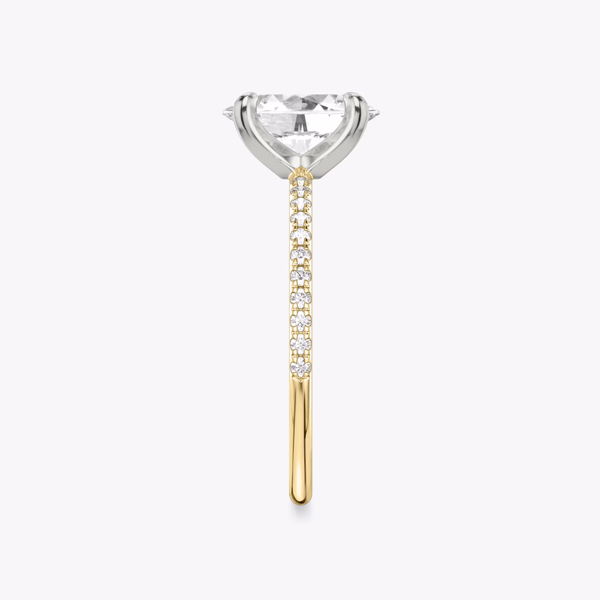 The Classic | Oval | 18k | Yellow Gold and Platinum | bandAccent: Pavé | bandWidth: standard | diamondOrientation: vertical | caratWeight: other