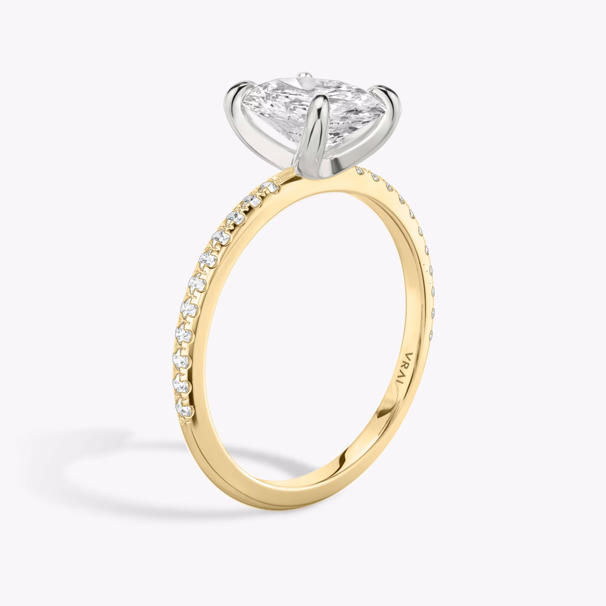 The Classic | Oval | 18k | Yellow Gold and Platinum | bandAccent: Pavé | bandWidth: standard | diamondOrientation: vertical | caratWeight: other