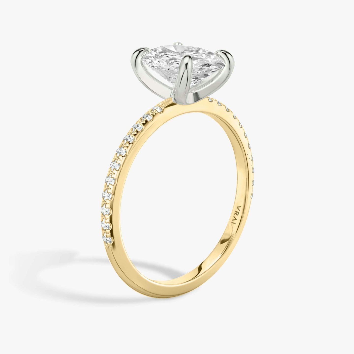 The Classic | Oval | 18k | Yellow Gold and Platinum | bandAccent: Pavé | bandWidth: standard | diamondOrientation: vertical | caratWeight: other
