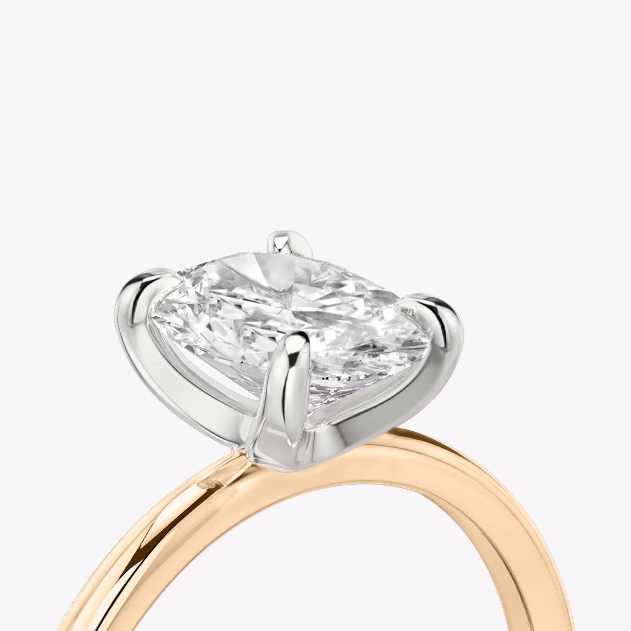 The Classic | Oval | 14k | Rose Gold and Platinum | bandAccent: Plain | bandWidth: standard | diamondOrientation: vertical | caratWeight: other