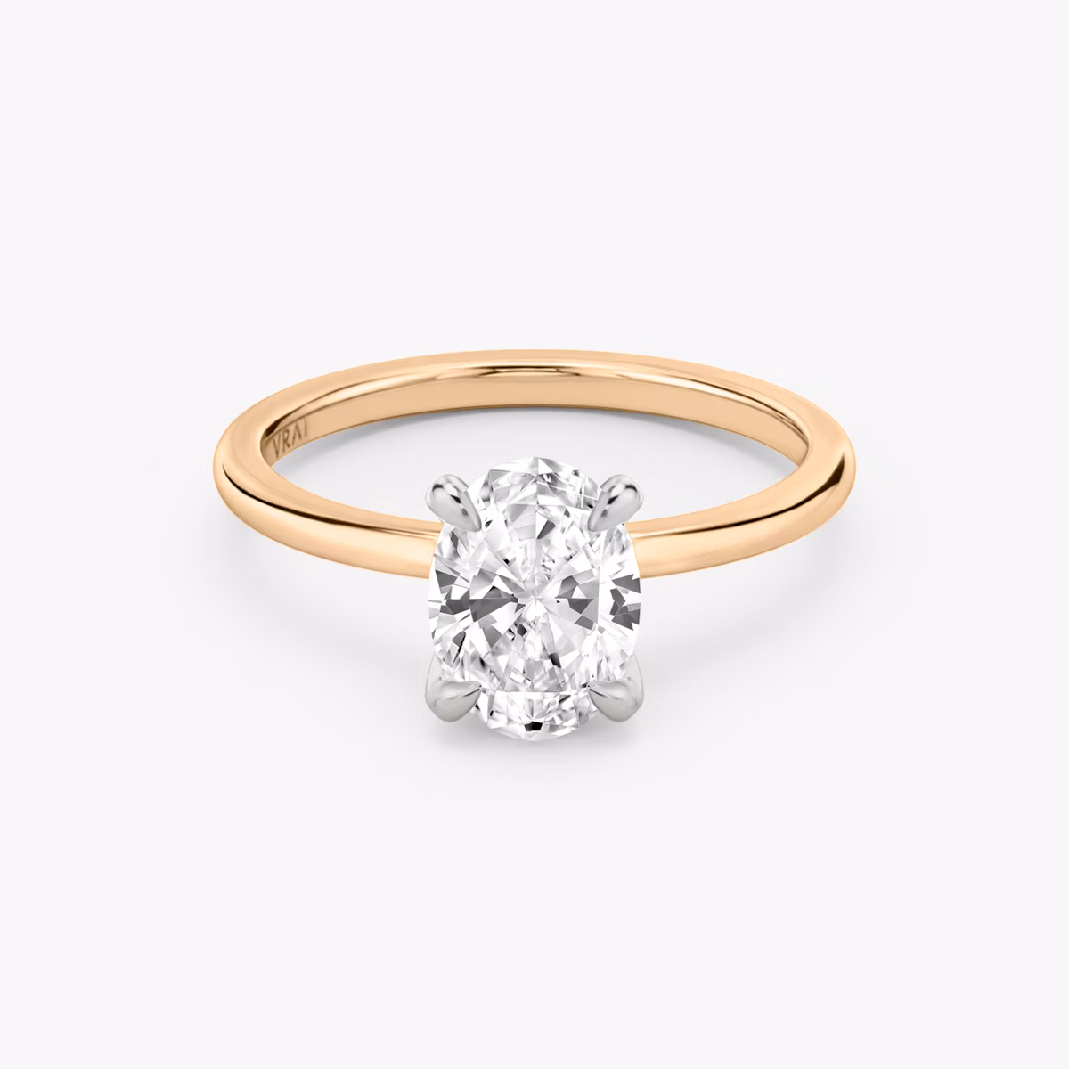 The Classic | Oval | 14k | Rose Gold and Platinum | bandAccent: Plain | bandWidth: standard | diamondOrientation: vertical | caratWeight: other