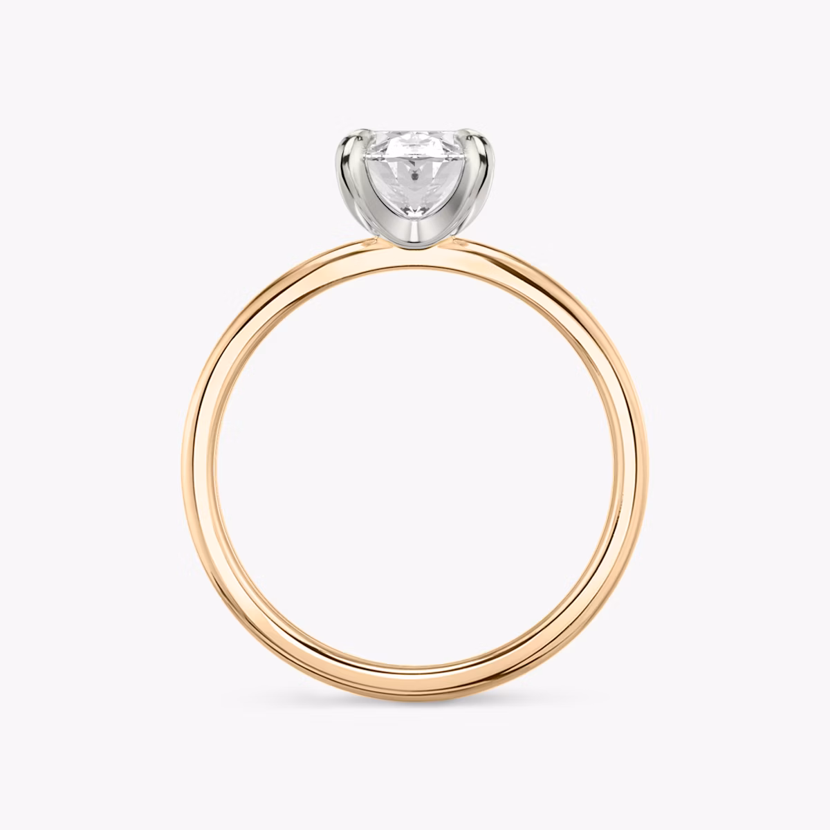 The Classic | Oval | 14k | Rose Gold and Platinum | bandAccent: Plain | bandWidth: standard | diamondOrientation: vertical | caratWeight: other
