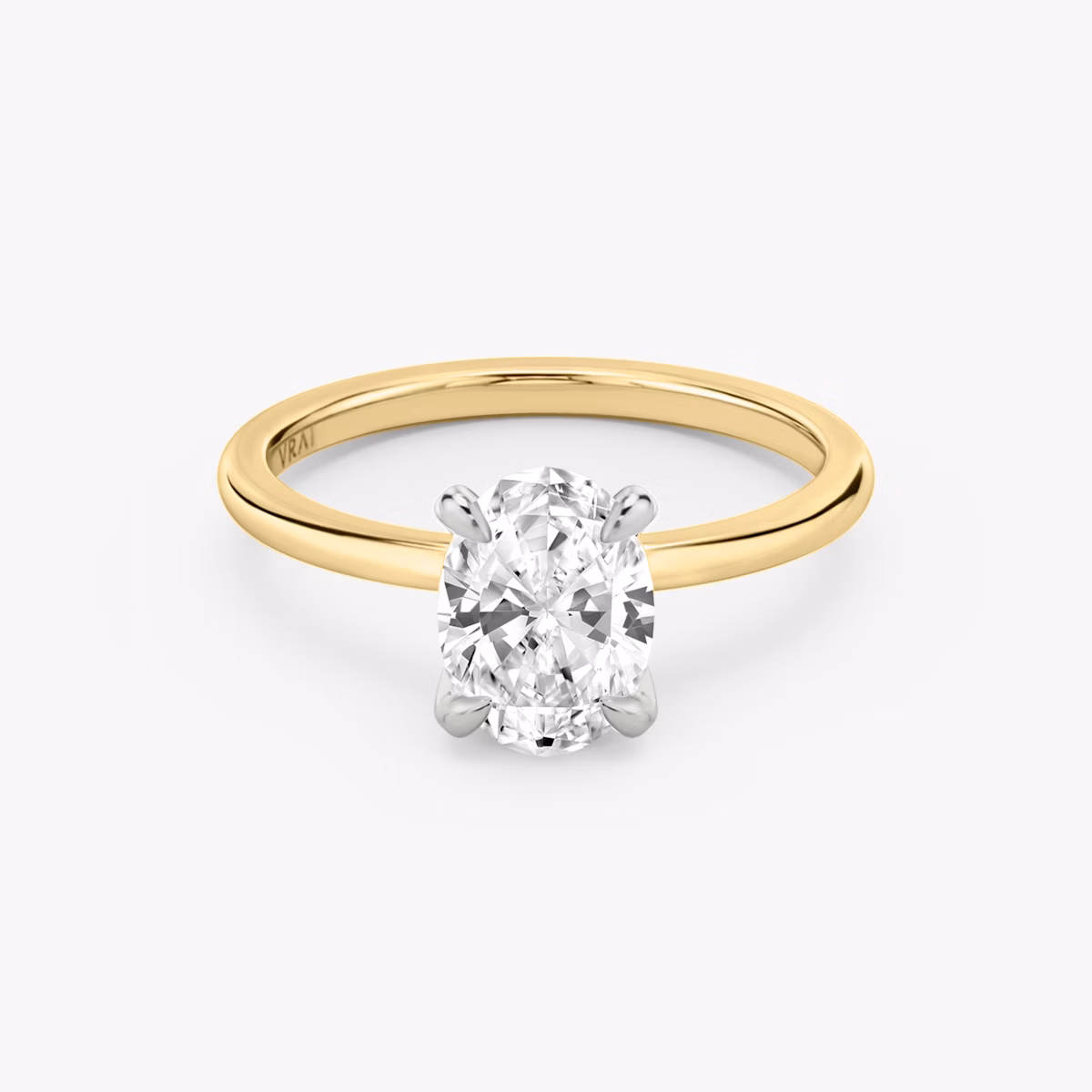 The Classic | Oval | 18k | Yellow Gold and Platinum | bandAccent: Plain | bandWidth: standard | diamondOrientation: vertical | caratWeight: other
