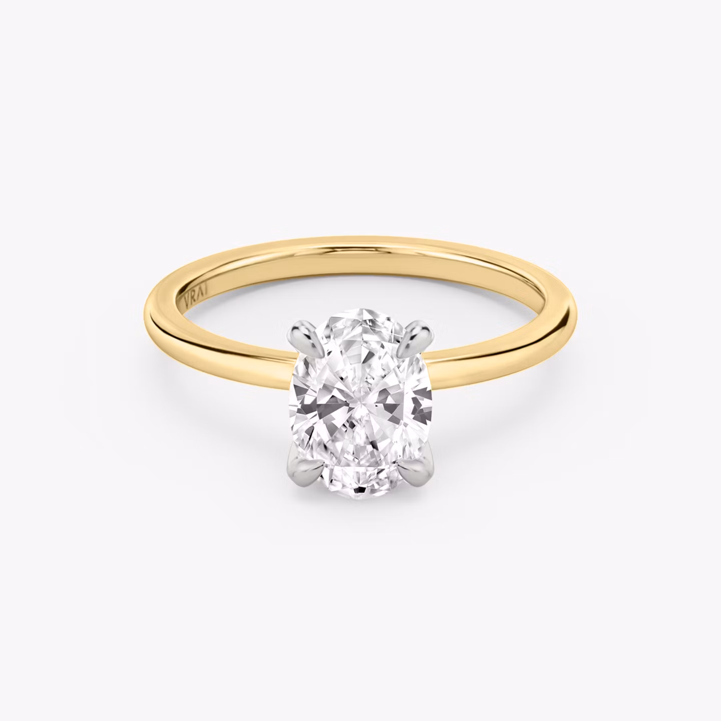 The Classic | Oval | 18k | Yellow Gold and Platinum | bandAccent: Plain | bandWidth: standard | diamondOrientation: vertical | caratWeight: other