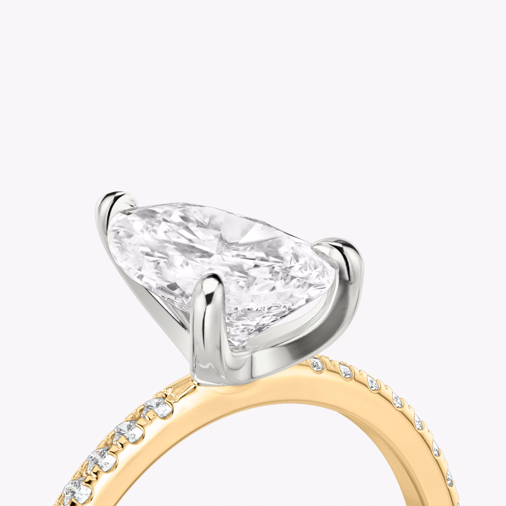 The Classic | Pear | 14k | Rose Gold and Platinum | bandAccent: Pavé | bandWidth: standard | diamondOrientation: vertical | caratWeight: other