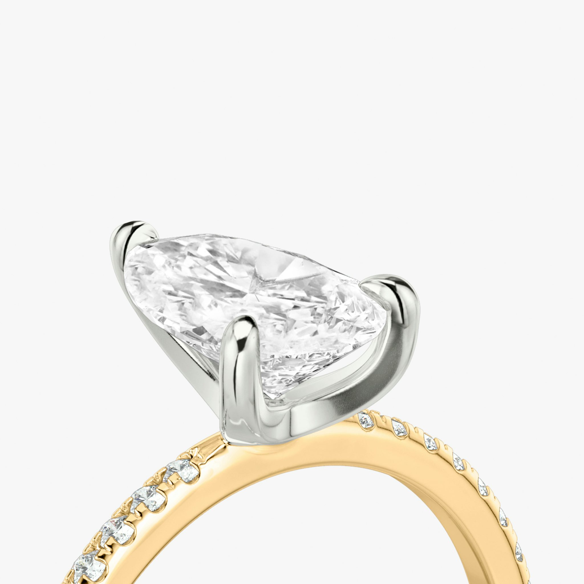 The Classic | Pear | 14k | Rose Gold and Platinum | bandAccent: Pavé | bandWidth: standard | diamondOrientation: vertical | caratWeight: other