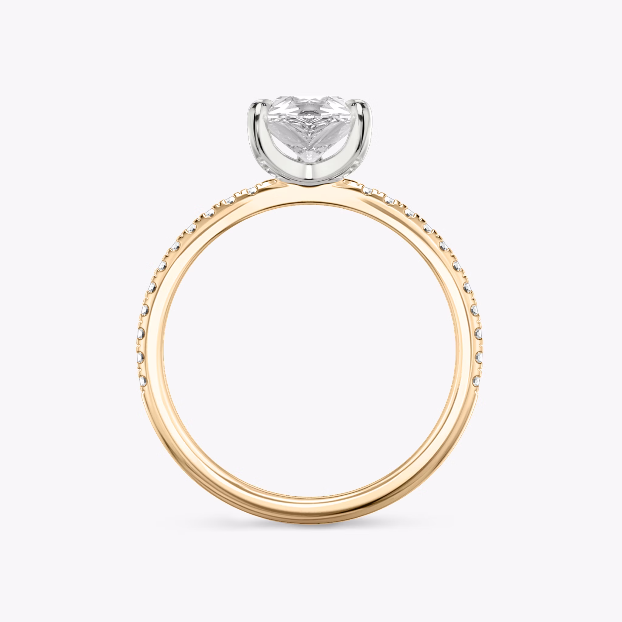 The Classic | Pear | 14k | Rose Gold and Platinum | bandAccent: Pavé | bandWidth: standard | diamondOrientation: vertical | caratWeight: other