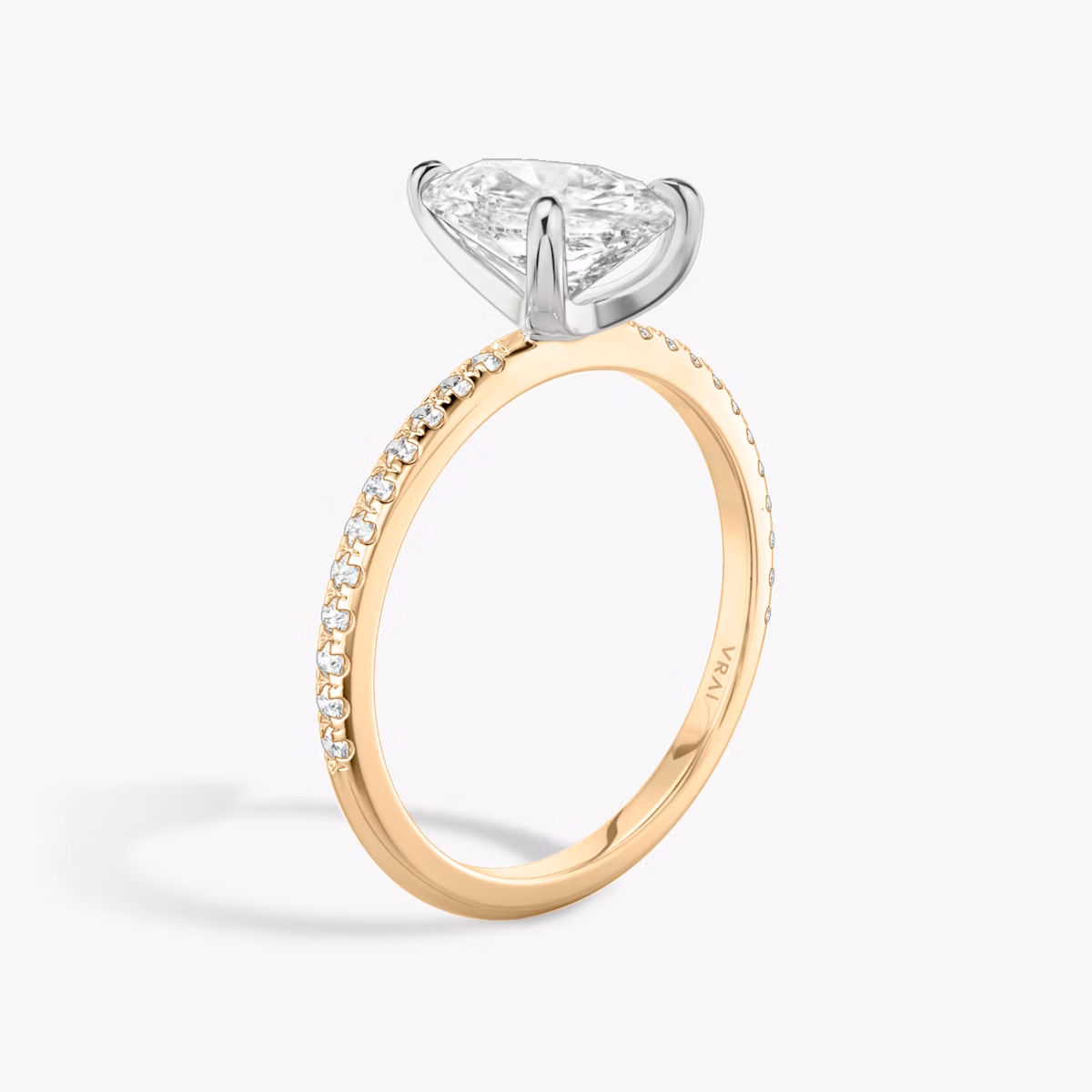 The Classic | Pear | 14k | Rose Gold and Platinum | bandAccent: Pavé | bandWidth: standard | diamondOrientation: vertical | caratWeight: other