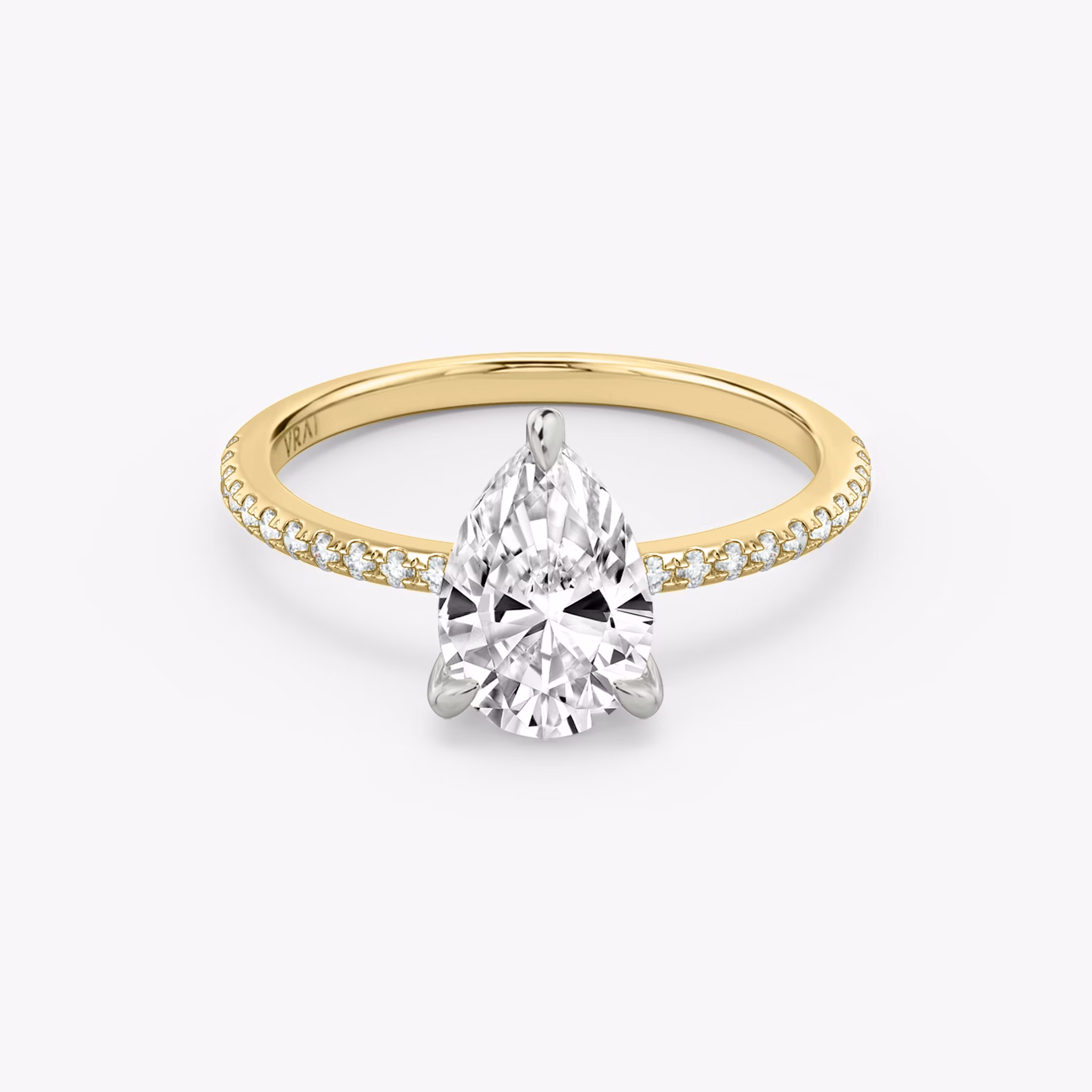 The Classic | Pear | 18k | Yellow Gold and Platinum | bandAccent: Pavé | bandWidth: standard | diamondOrientation: vertical | caratWeight: other