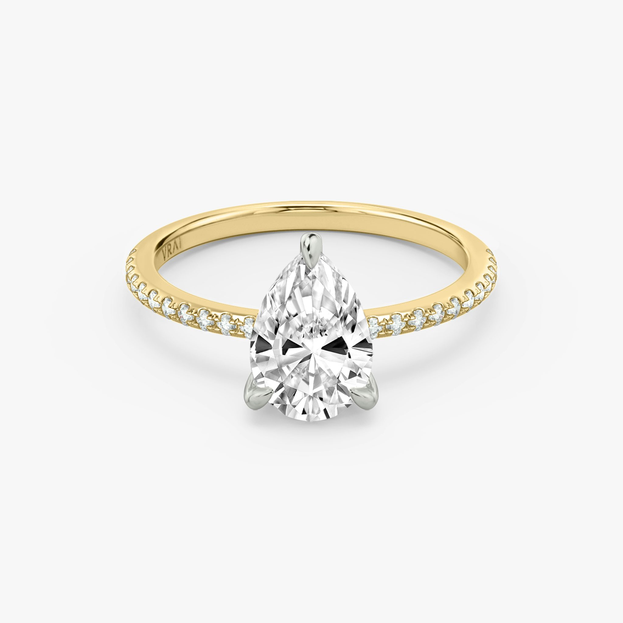 The Classic | Pear | 18k | Yellow Gold and Platinum | bandAccent: Pavé | bandWidth: standard | diamondOrientation: vertical | caratWeight: other
